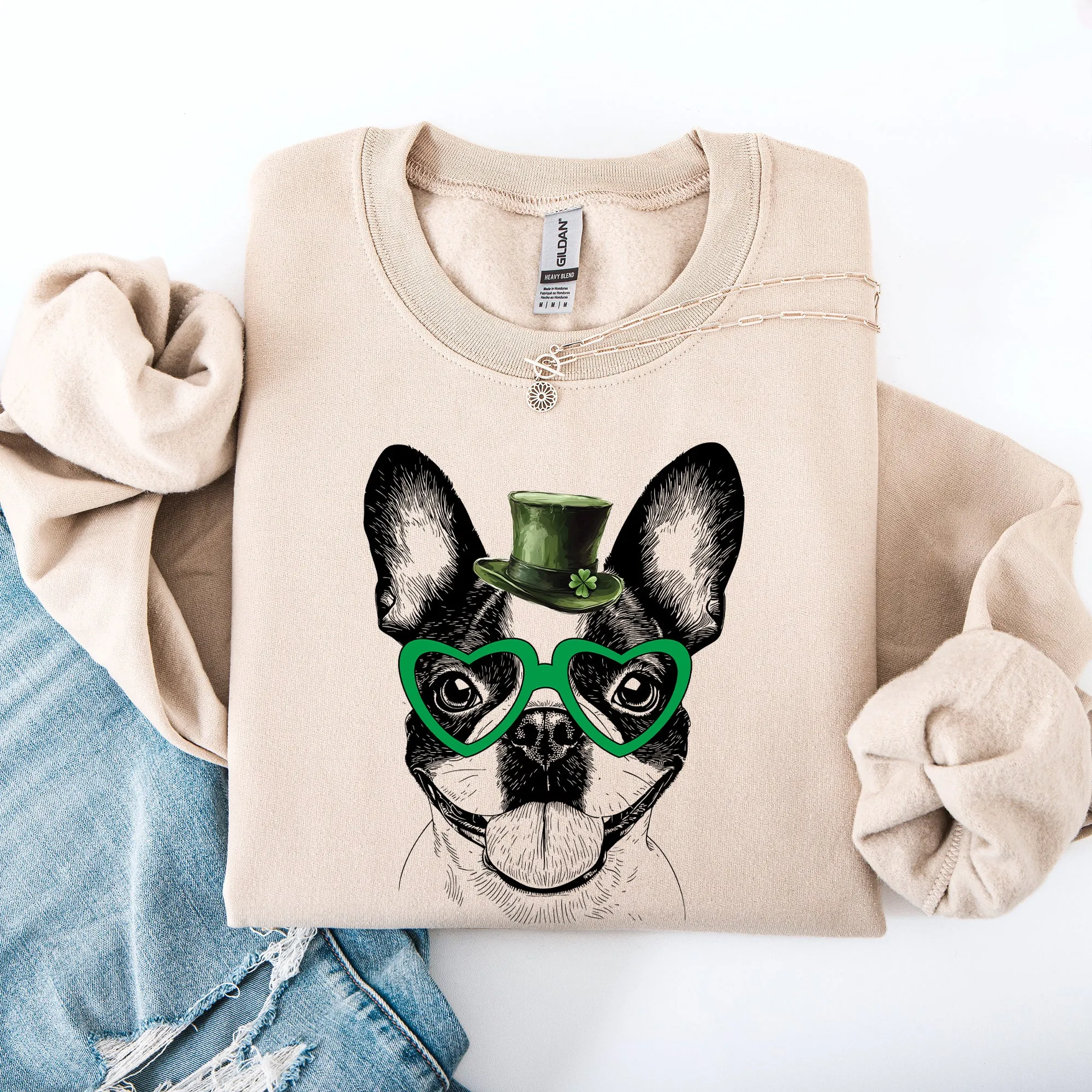Boston Terrier, Adorable Dog, St Patrick's Day, Lucky, Irish Sweatshirt sold by Refinery Number One product image thumbnail 4