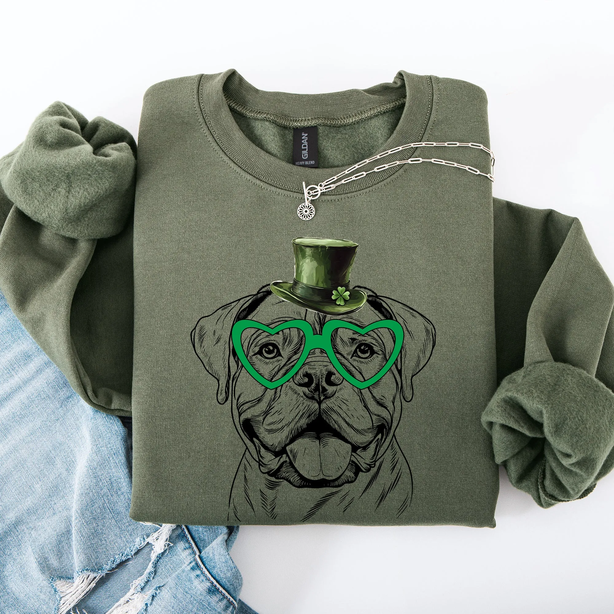Bull Mastiff, Adorable Dog, St Patrick's Day, Lucky, Irish Sweatshirt sold by Refinery Number One product image thumbnail 4
