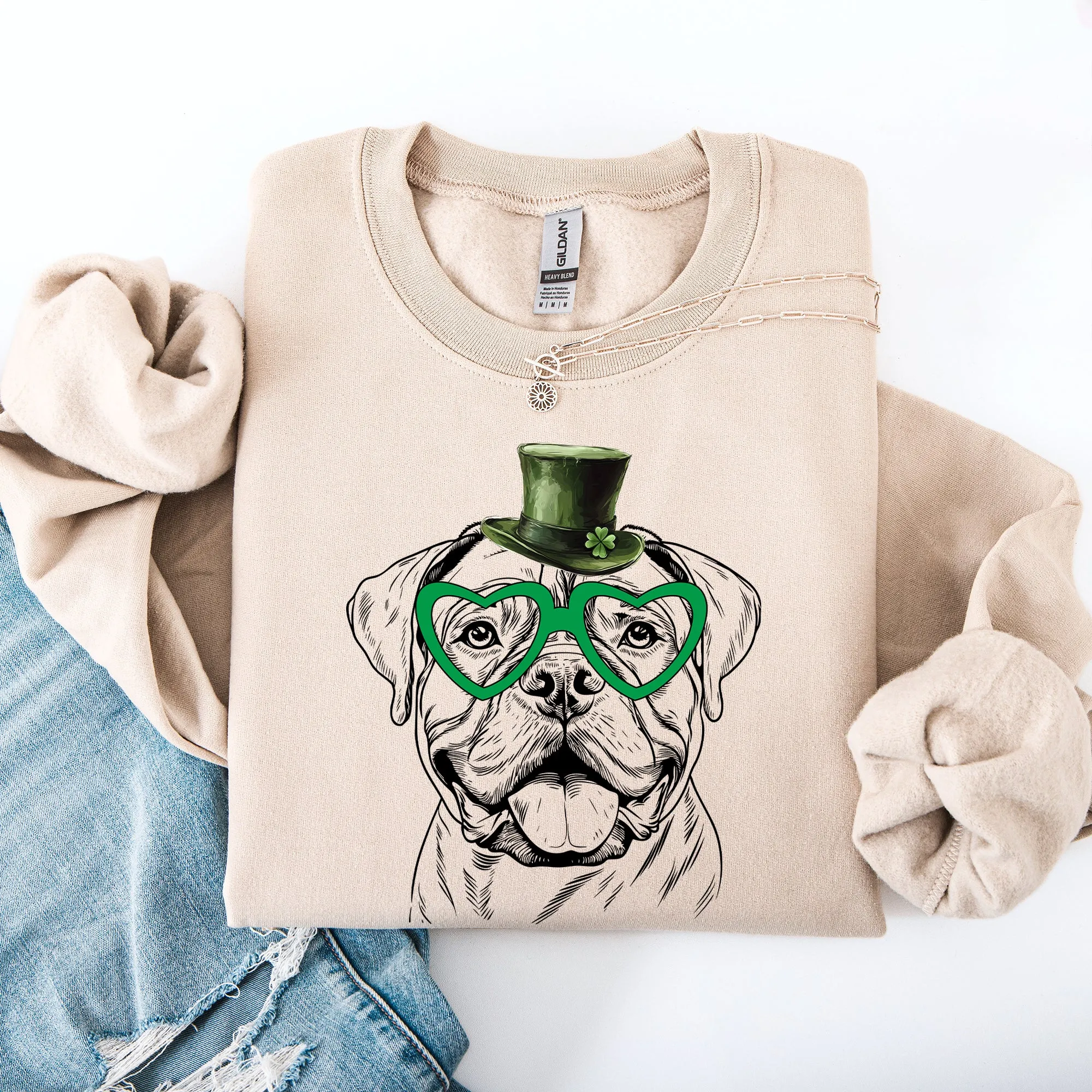 Bull Mastiff, Adorable Dog, St Patrick's Day, Lucky, Irish Sweatshirt sold by Refinery Number One