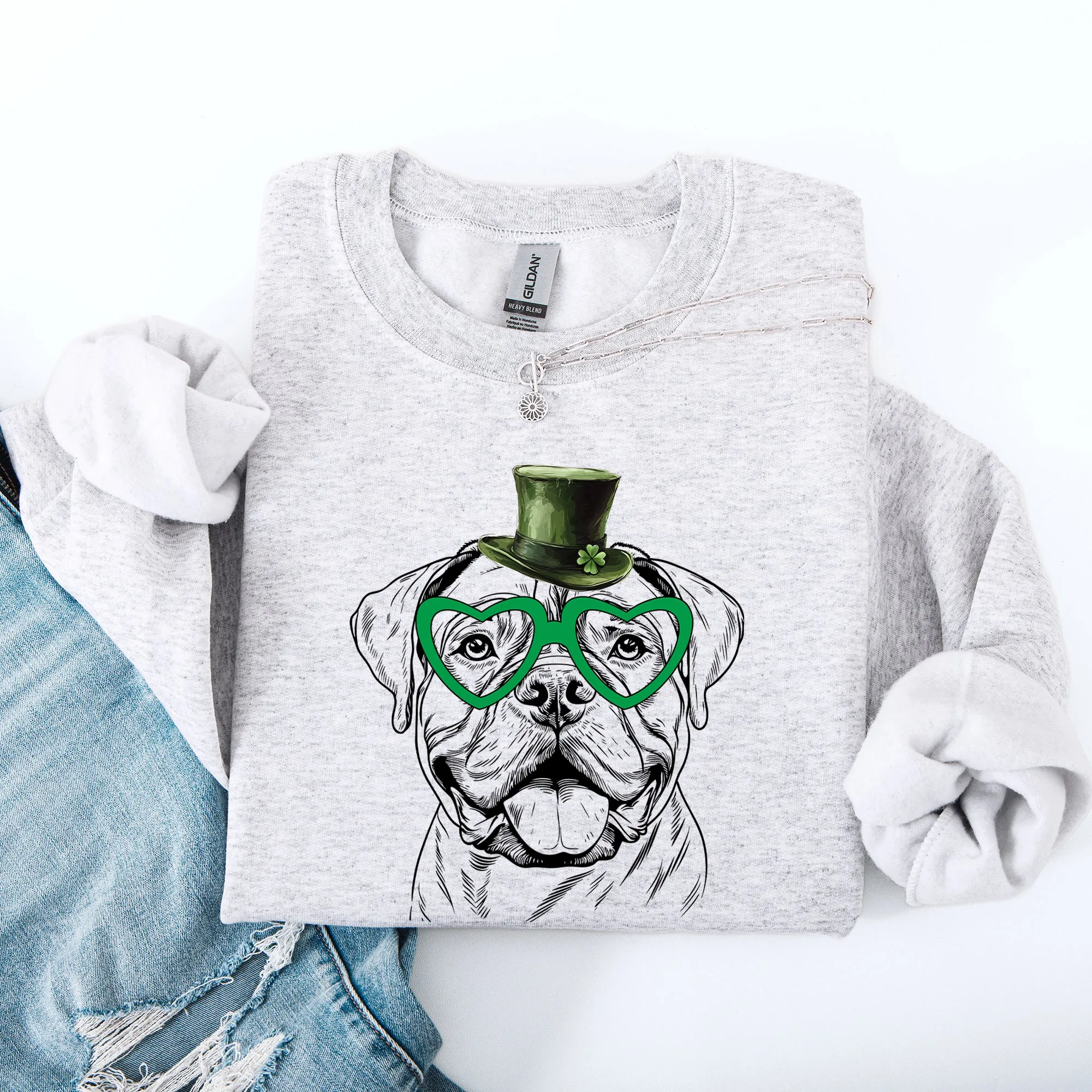 Bull Mastiff, Adorable Dog, St Patrick's Day, Lucky, Irish Sweatshirt sold by Refinery Number One product image thumbnail 2