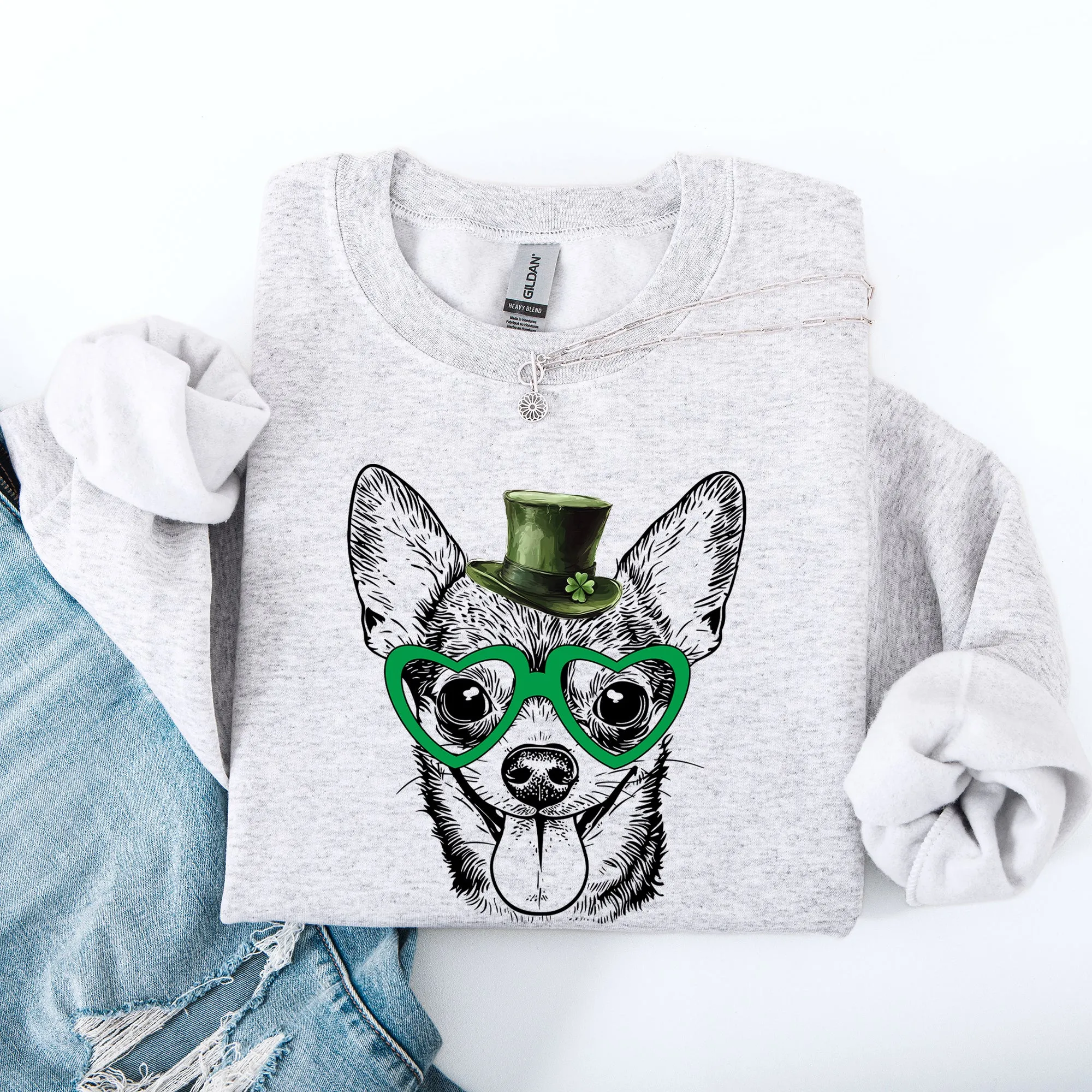 Chihuahua, Adorable Dog, St Patrick's Day, Lucky, Irish Sweatshirt sold by Refinery Number One product image thumbnail 2