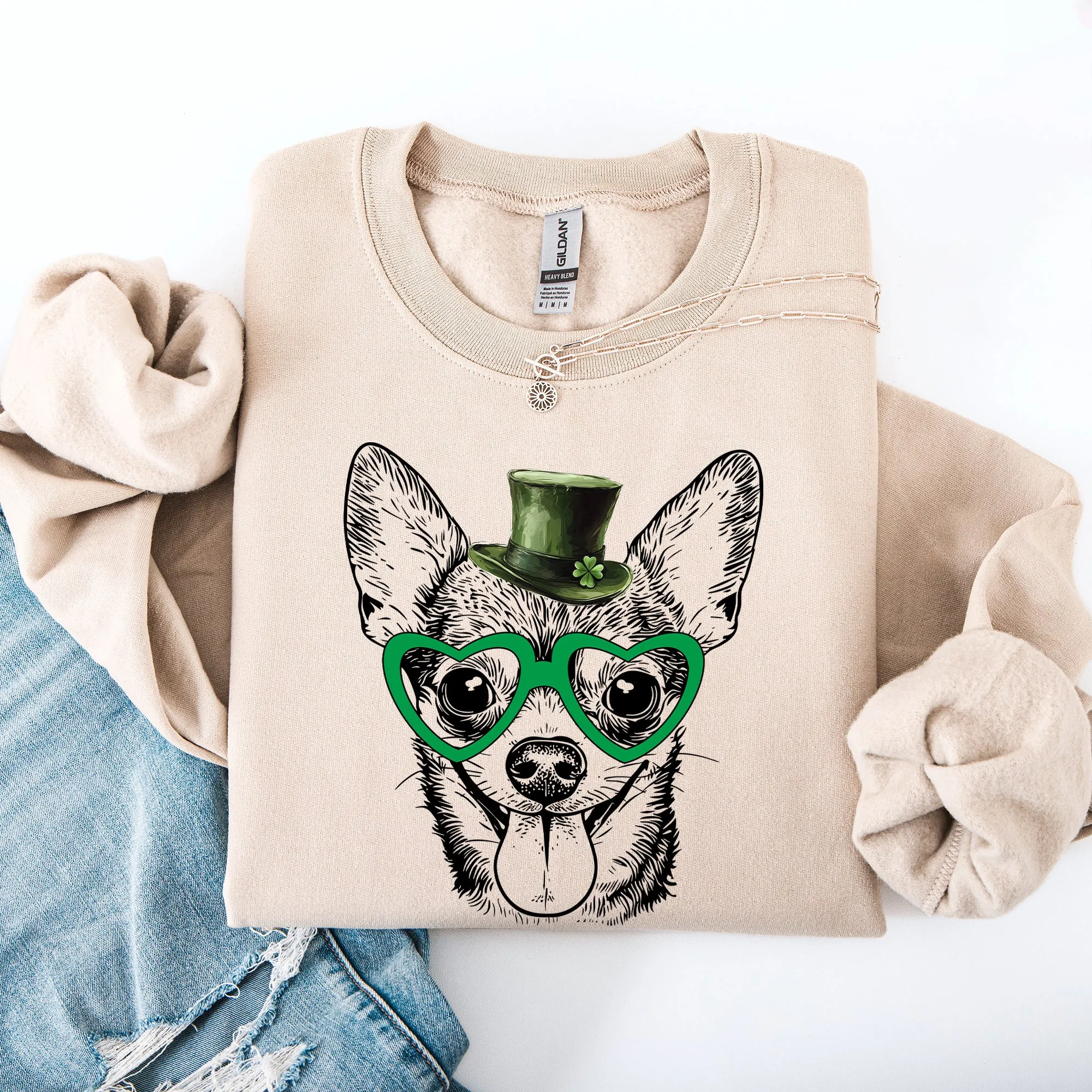 Chihuahua, Adorable Dog, St Patrick's Day, Lucky, Irish Sweatshirt sold by Refinery Number One product image thumbnail 4