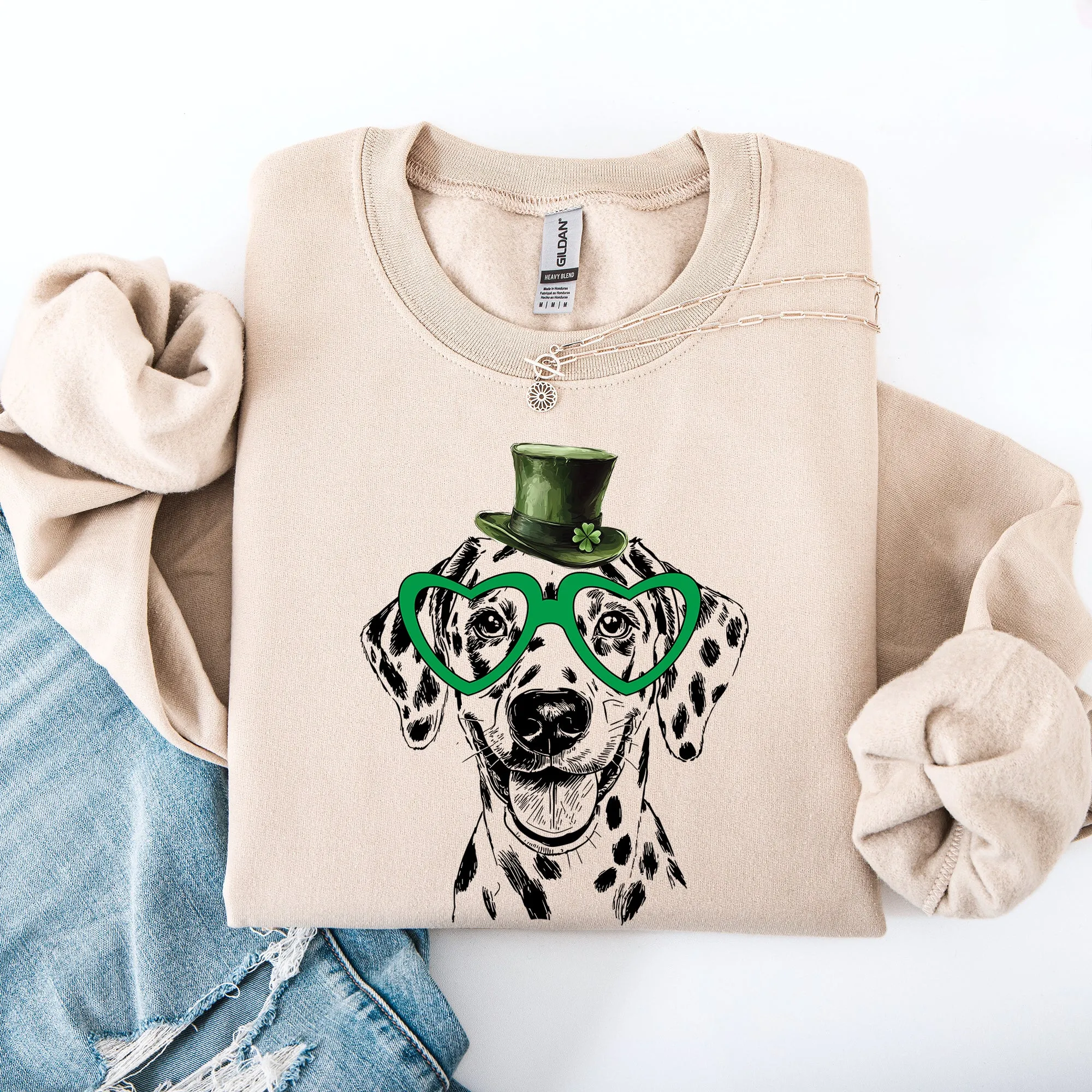 Dalmatian, Adorable Dog, St Patrick's Day, Lucky, Irish Sweatshirt sold by Refinery Number One product image thumbnail 5