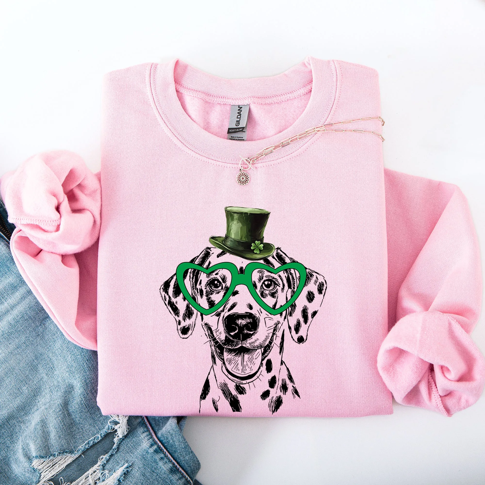 Dalmatian, Adorable Dog, St Patrick's Day, Lucky, Irish Sweatshirt sold by Refinery Number One product image thumbnail 3