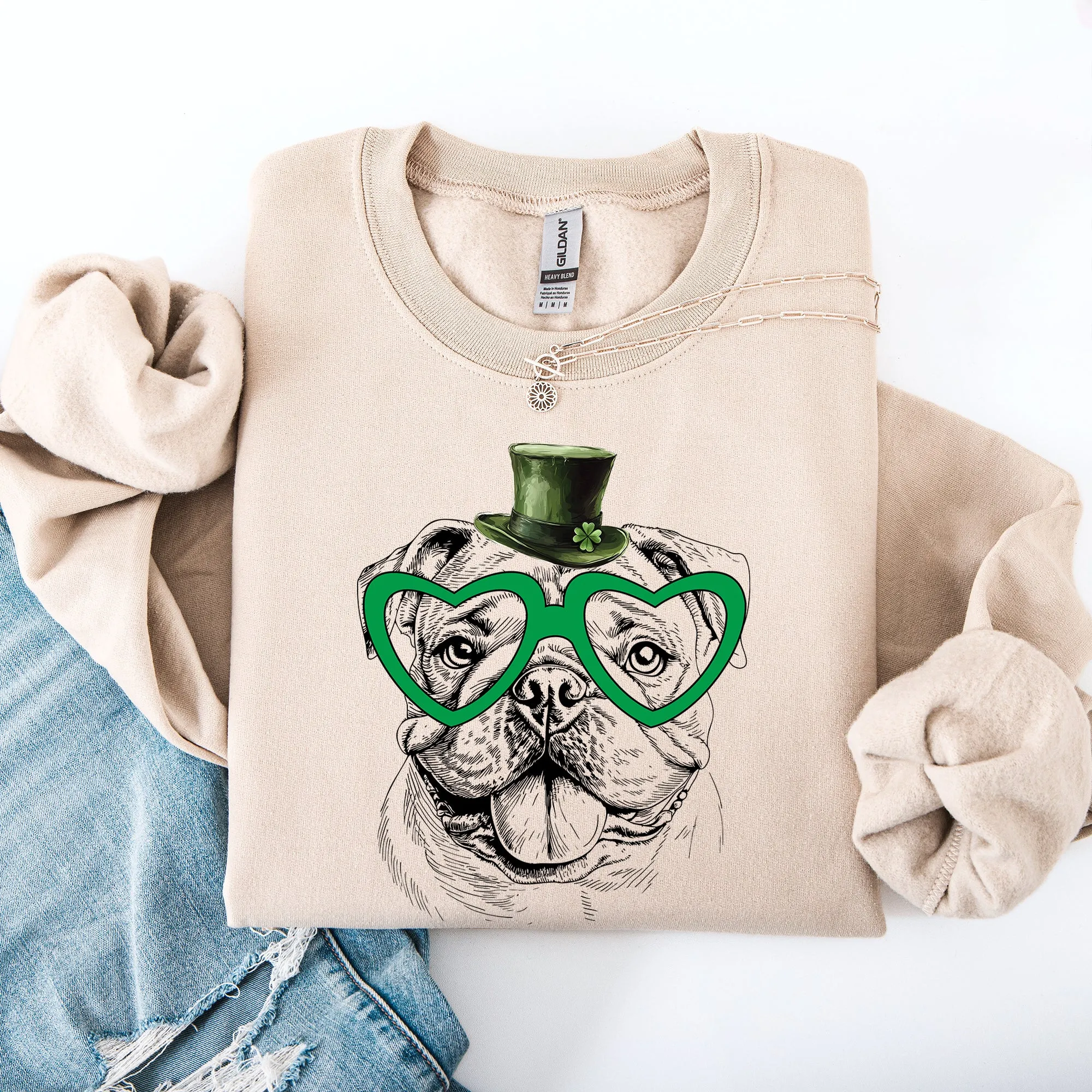 English Bulldog, Adorable Dog, St Patrick's Day, Lucky, Irish Sweatshirt sold by Refinery Number One product image thumbnail 5