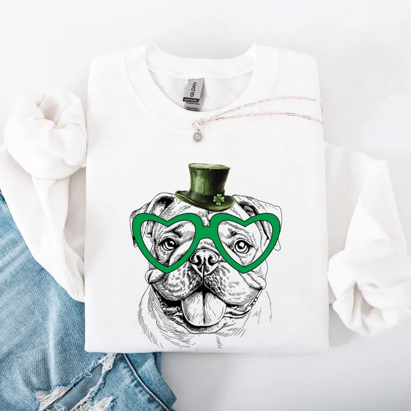English Bulldog, Adorable Dog, St Patrick's Day, Lucky, Irish Sweatshirt sold by Refinery Number One