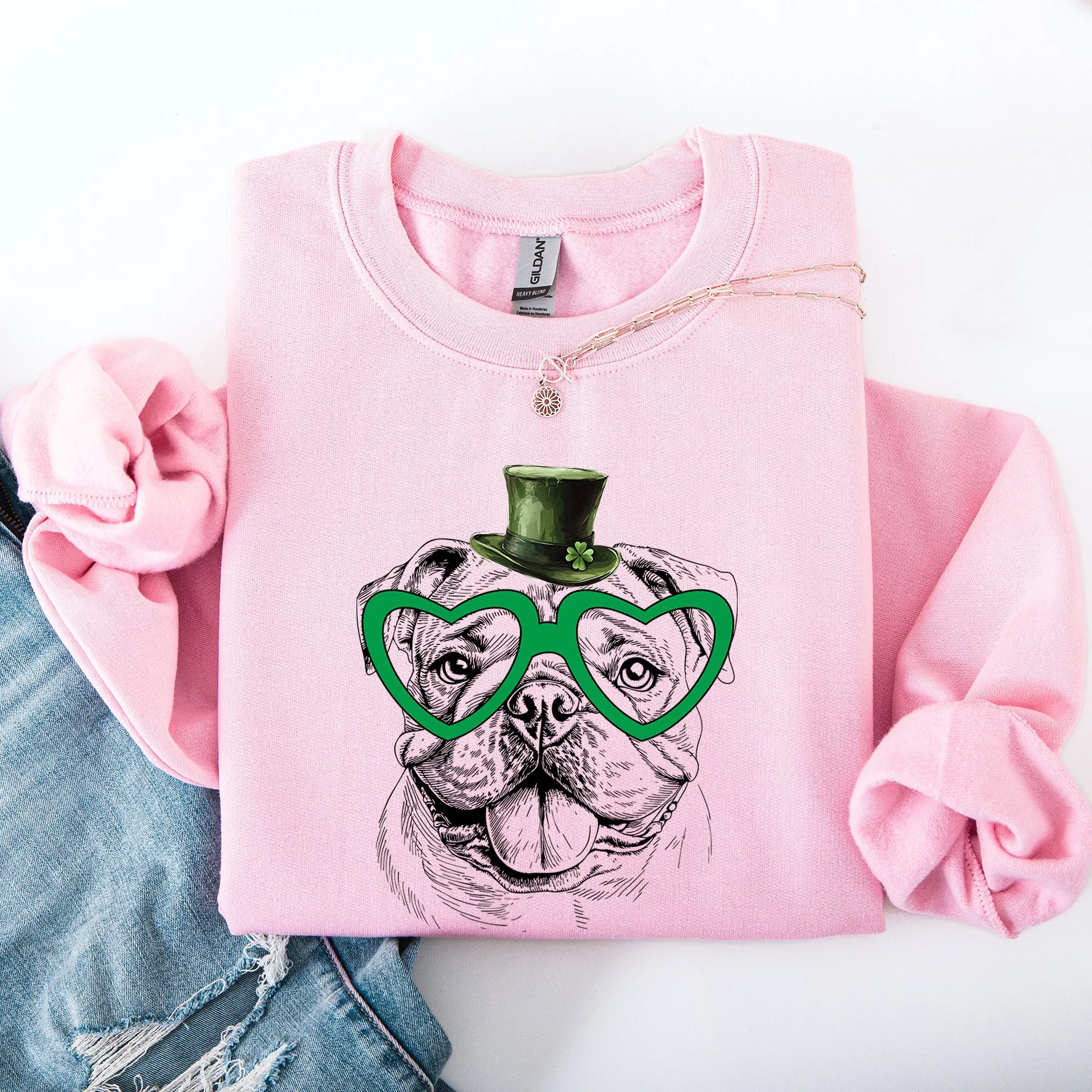 English Bulldog, Adorable Dog, St Patrick's Day, Lucky, Irish Sweatshirt sold by Refinery Number One product image thumbnail 3
