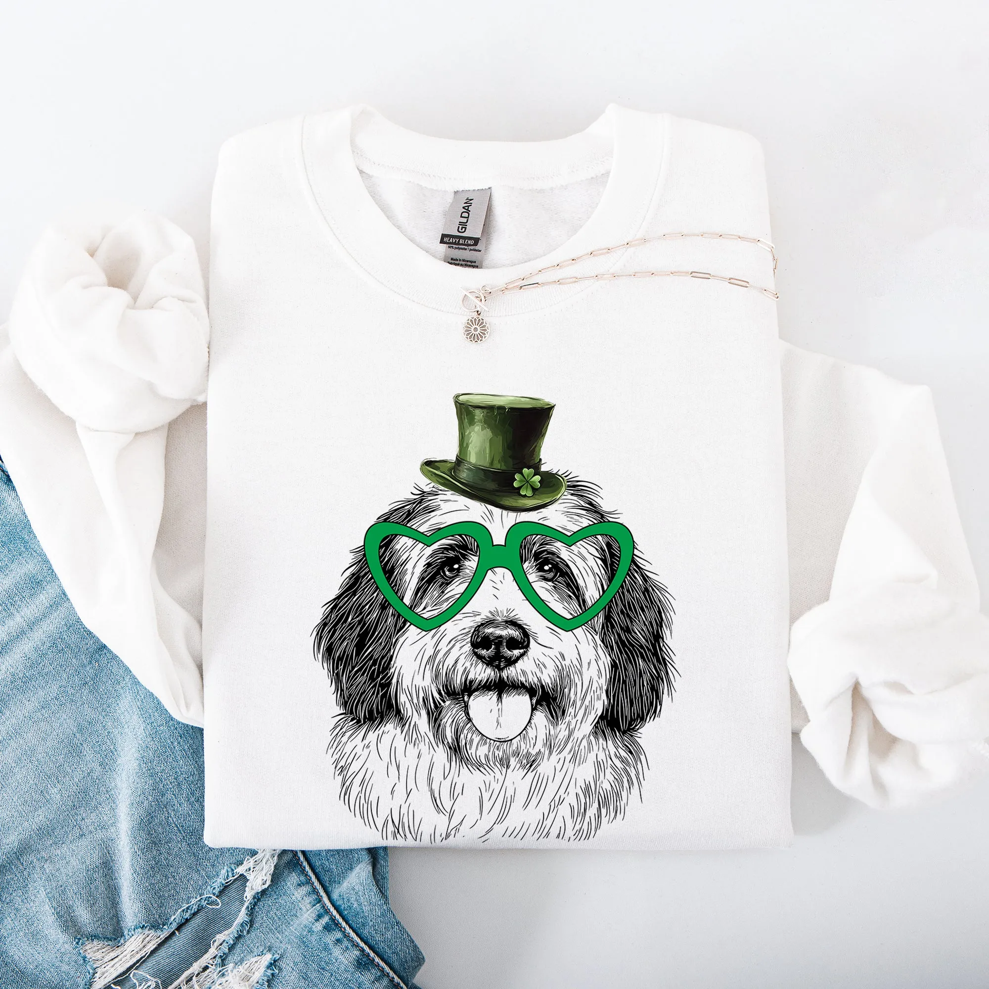 English Sheepdog, Adorable Dog, St Patrick's Day, Lucky, Irish Sweatshirt sold by Refinery Number One product image thumbnail 5