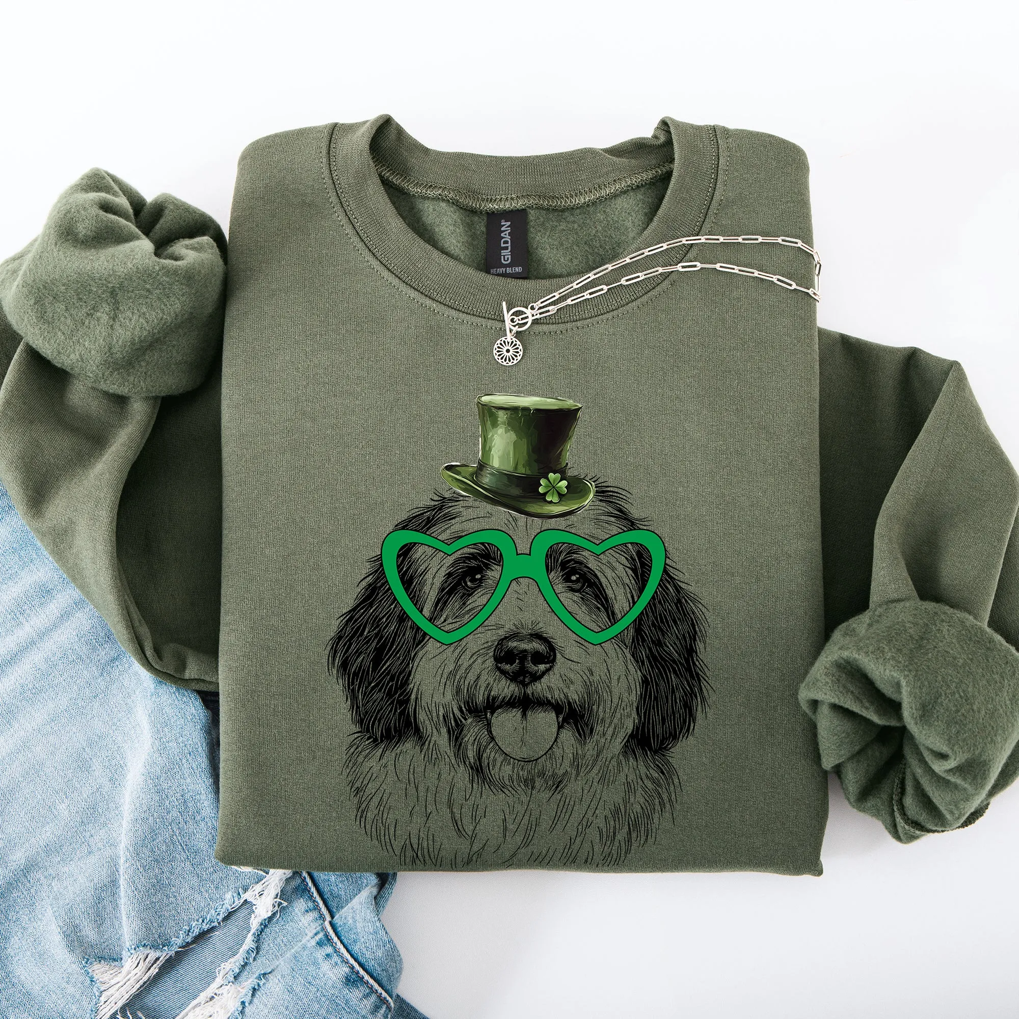 English Sheepdog, Adorable Dog, St Patrick's Day, Lucky, Irish Sweatshirt sold by Refinery Number One product image thumbnail 3