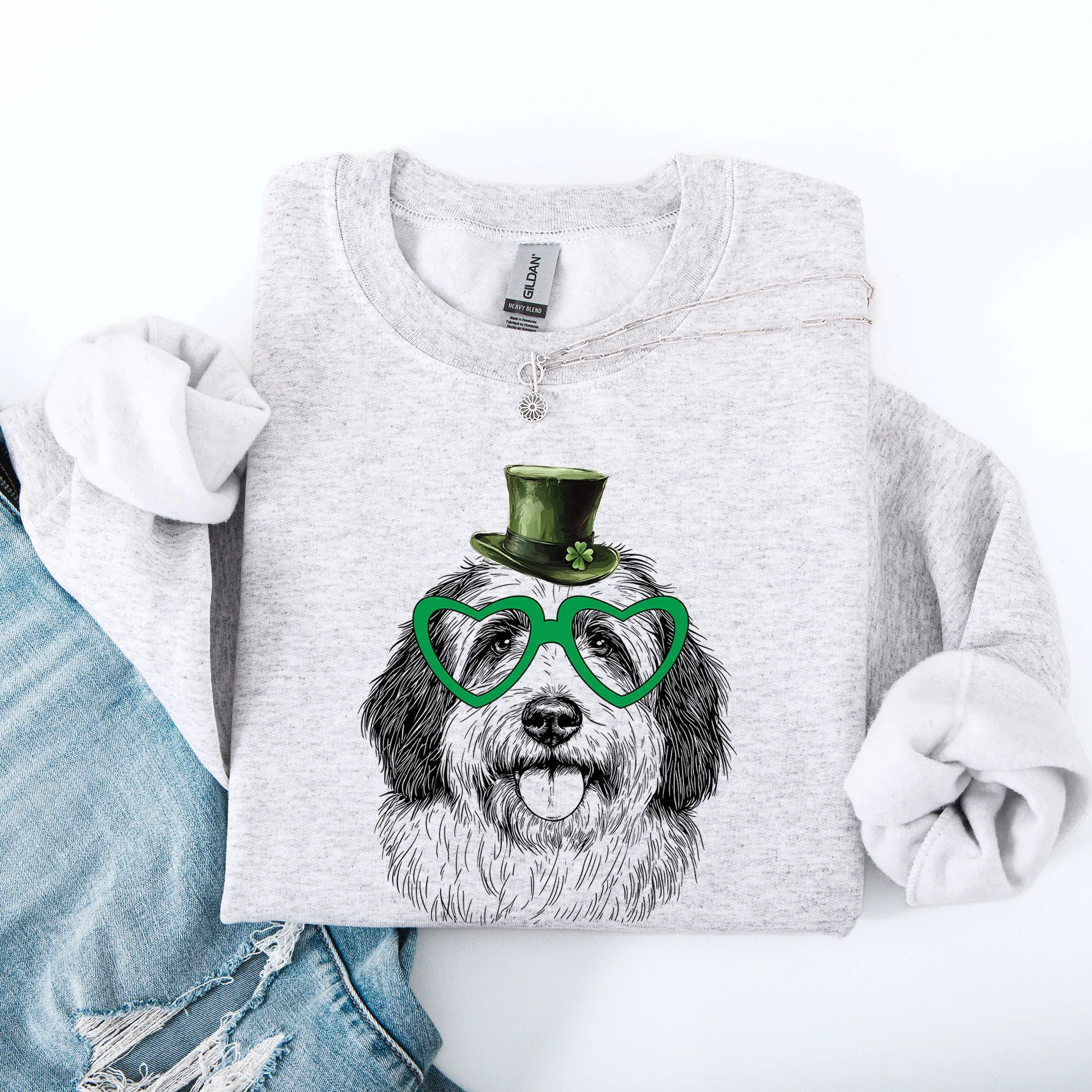 English Sheepdog, Adorable Dog, St Patrick's Day, Lucky, Irish Sweatshirt sold by Refinery Number One product image thumbnail 2