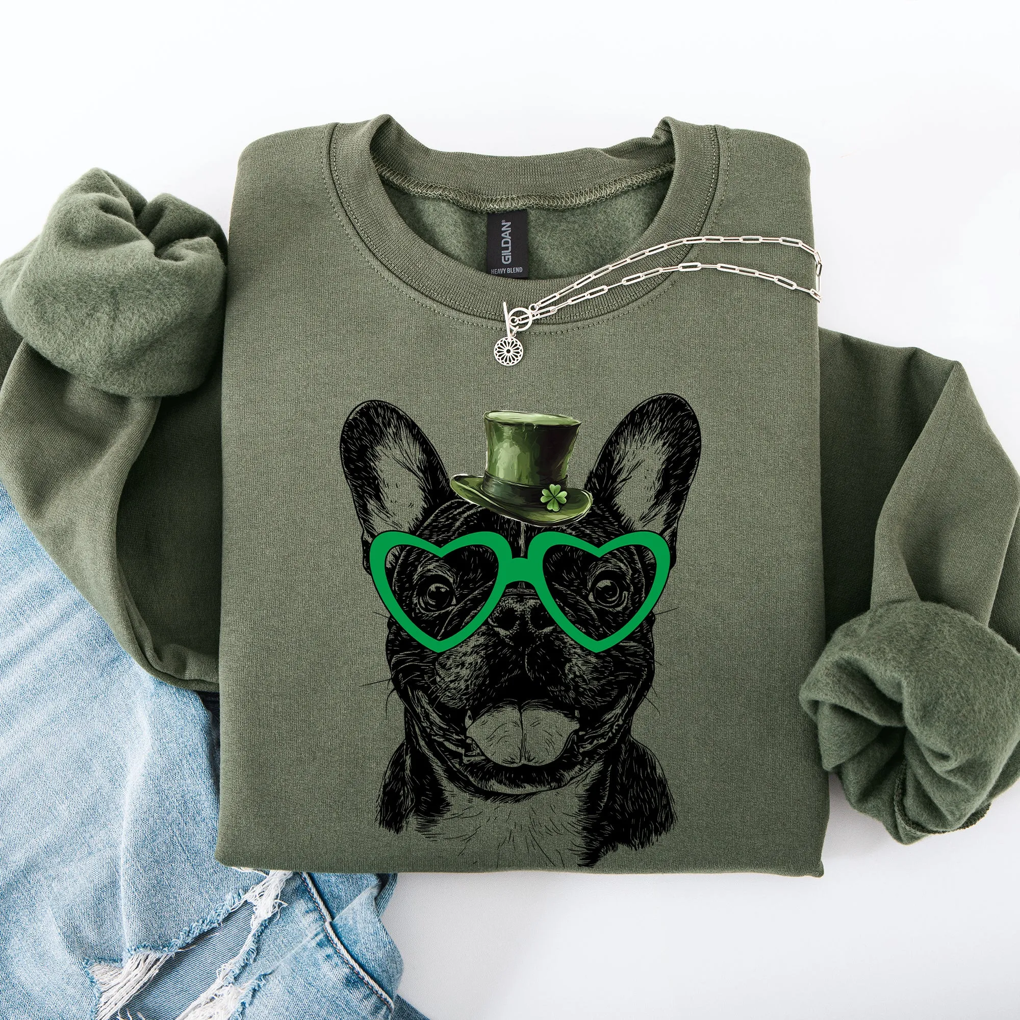 Frenchie, French Bulldog, Adorable Dog, St Patrick's Day, Lucky, Irish Sweatshirt sold by Refinery Number One product image thumbnail 3