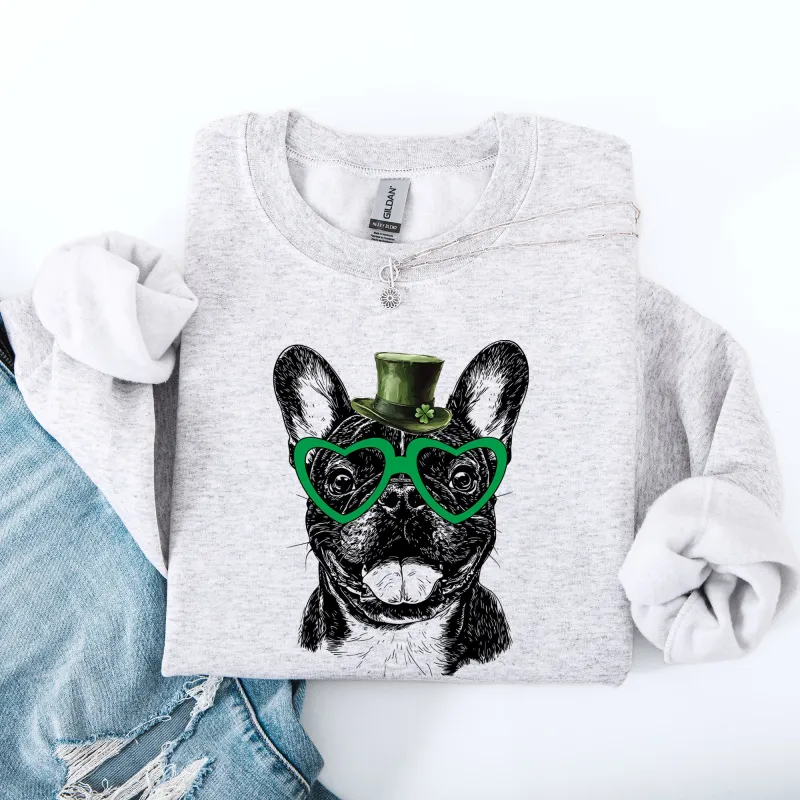 Frenchie, French Bulldog, Adorable Dog, St Patrick's Day, Lucky, Irish Sweatshirt sold by Refinery Number One