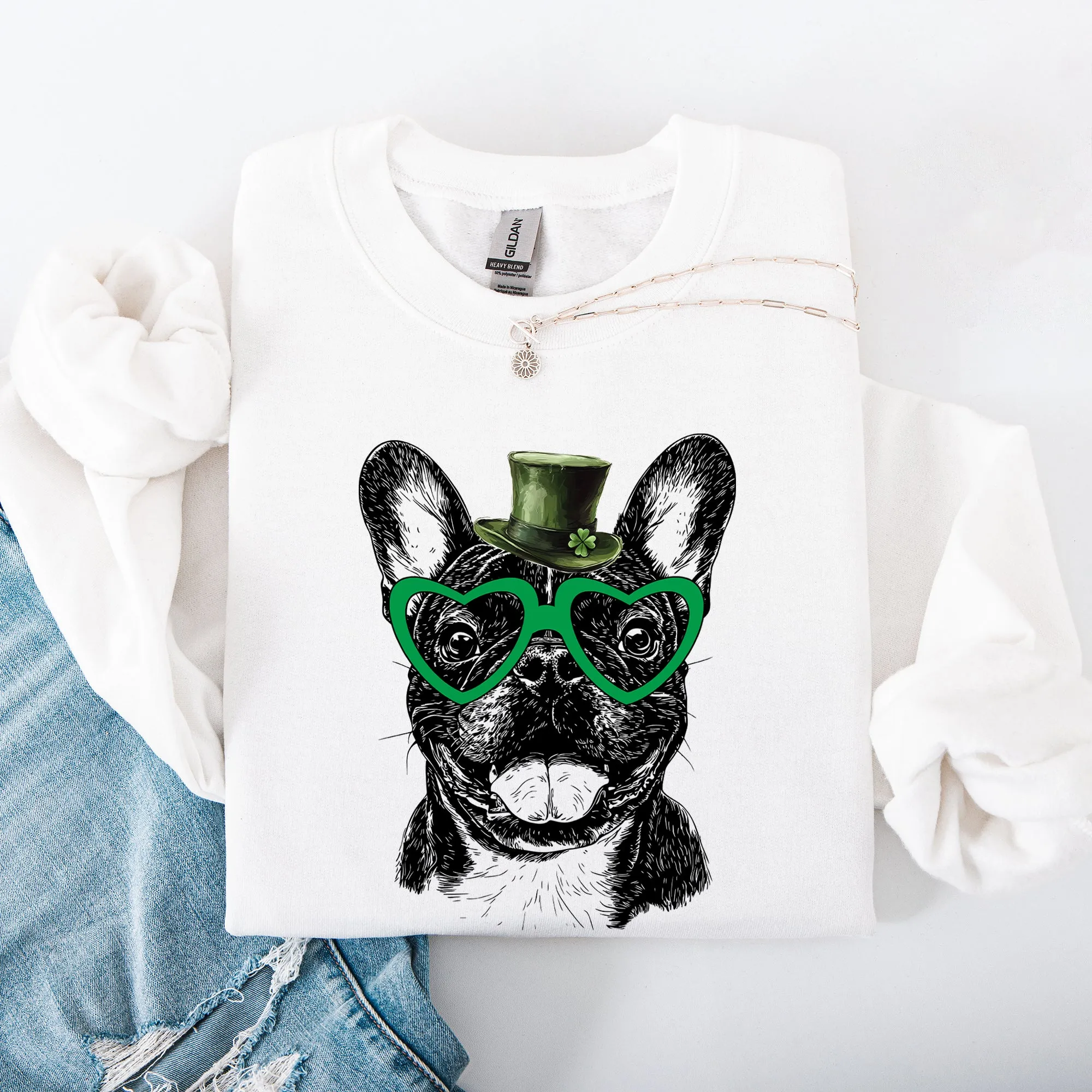 Frenchie, French Bulldog, Adorable Dog, St Patrick's Day, Lucky, Irish Sweatshirt sold by Refinery Number One product image thumbnail 5