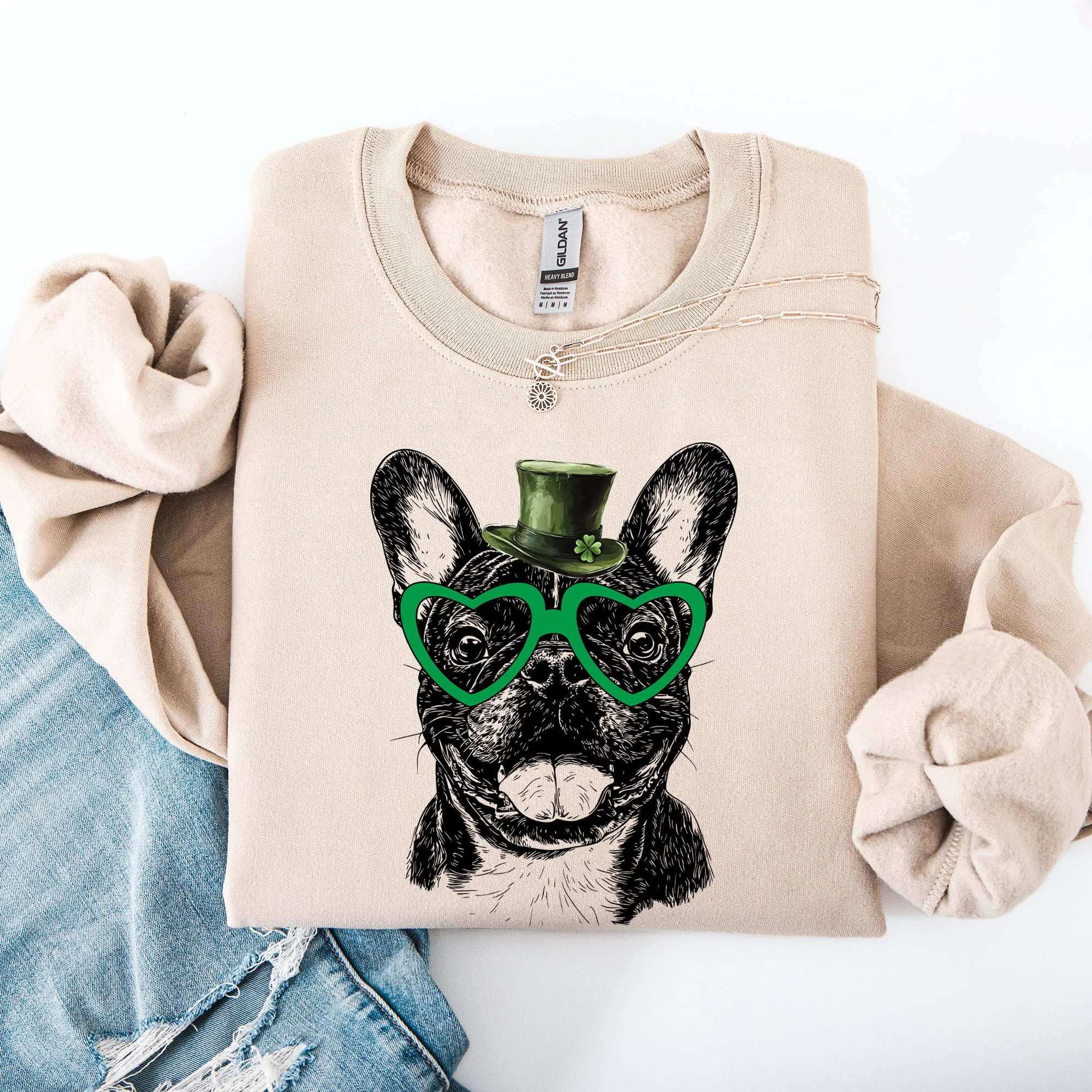 Frenchie, French Bulldog, Adorable Dog, St Patrick's Day, Lucky, Irish Sweatshirt sold by Refinery Number One product image thumbnail 4