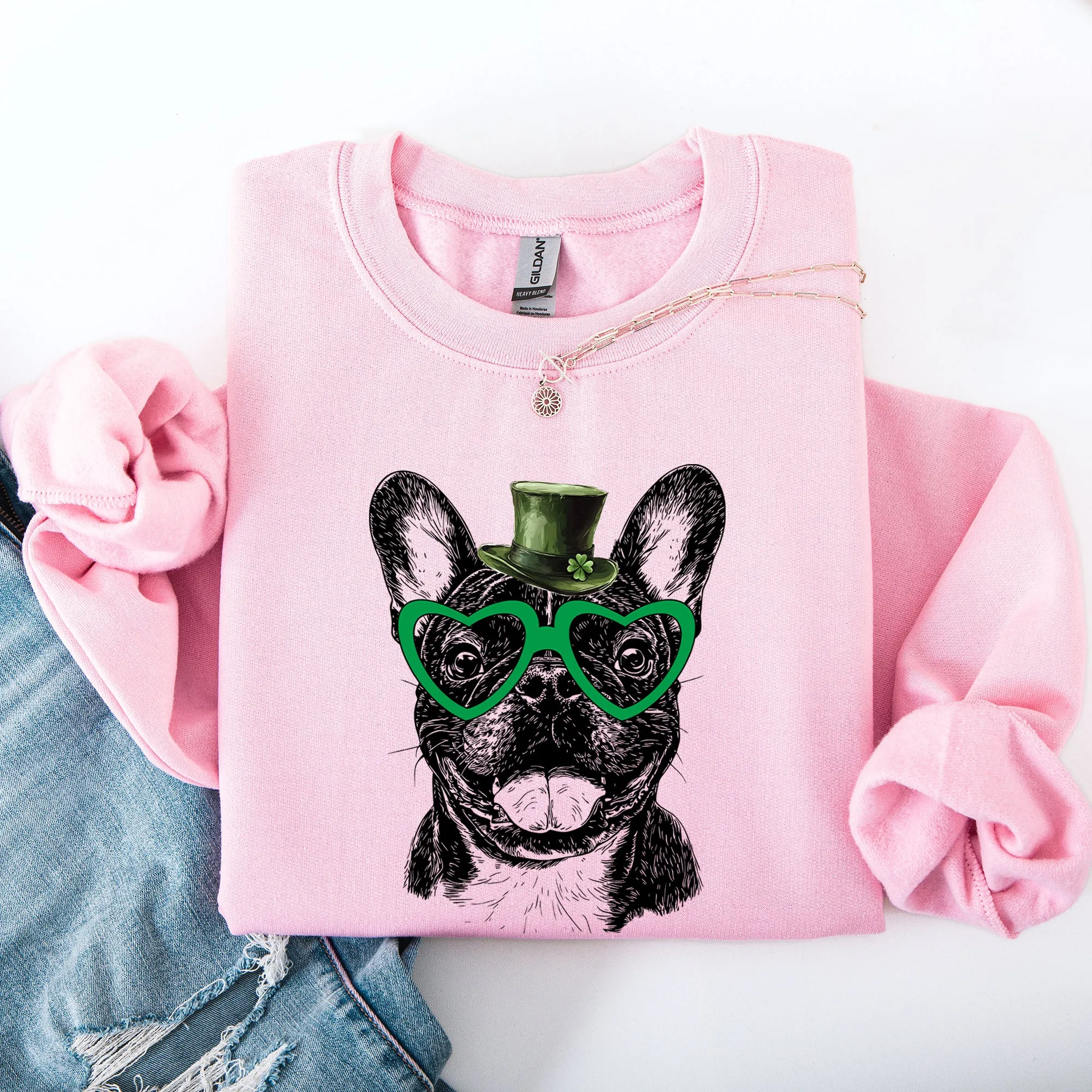 Frenchie, French Bulldog, Adorable Dog, St Patrick's Day, Lucky, Irish Sweatshirt sold by Refinery Number One product image thumbnail 2