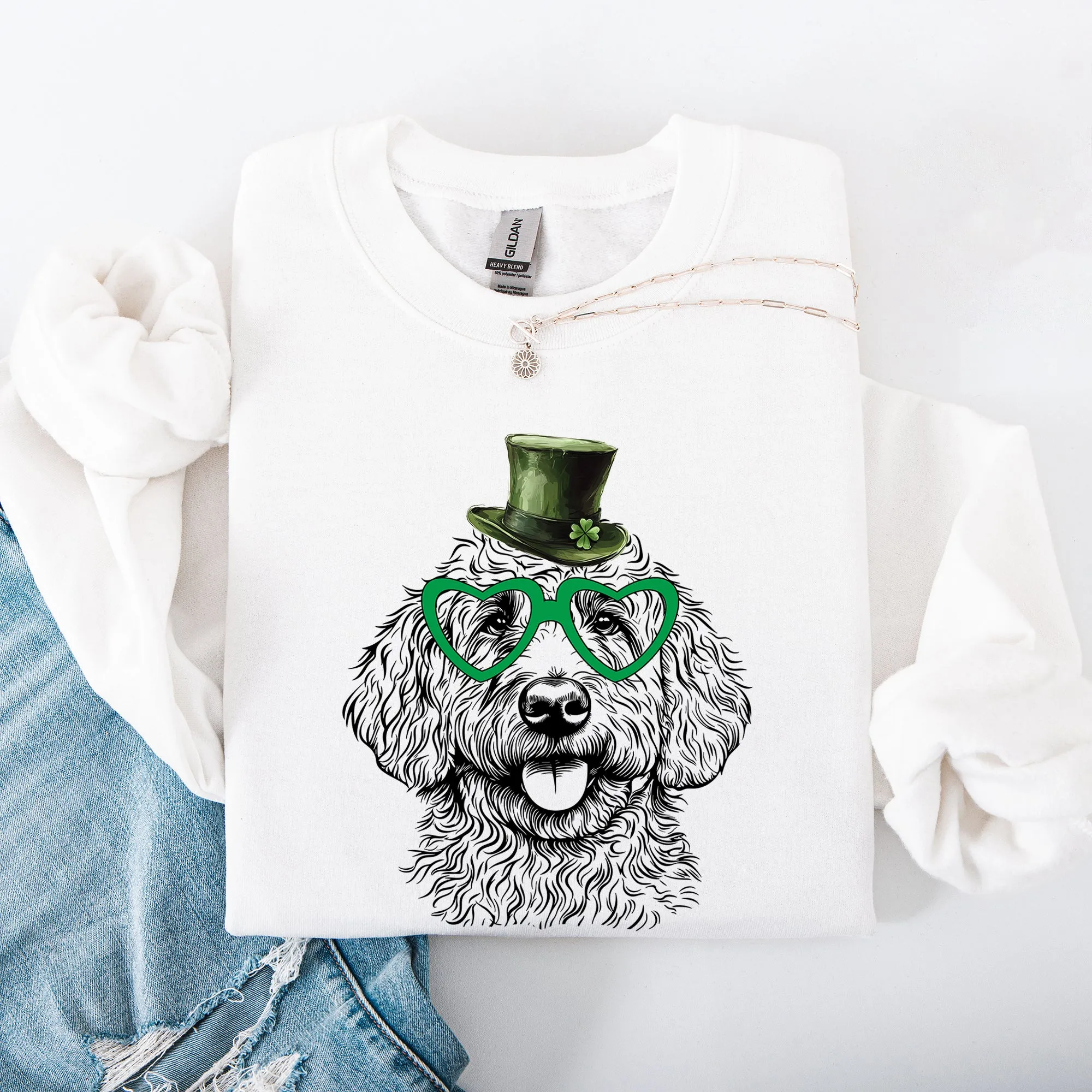 Goldendoodle, Adorable Dog, St Patrick's Day, Lucky, Irish Sweatshirt sold by Refinery Number One product image thumbnail 5