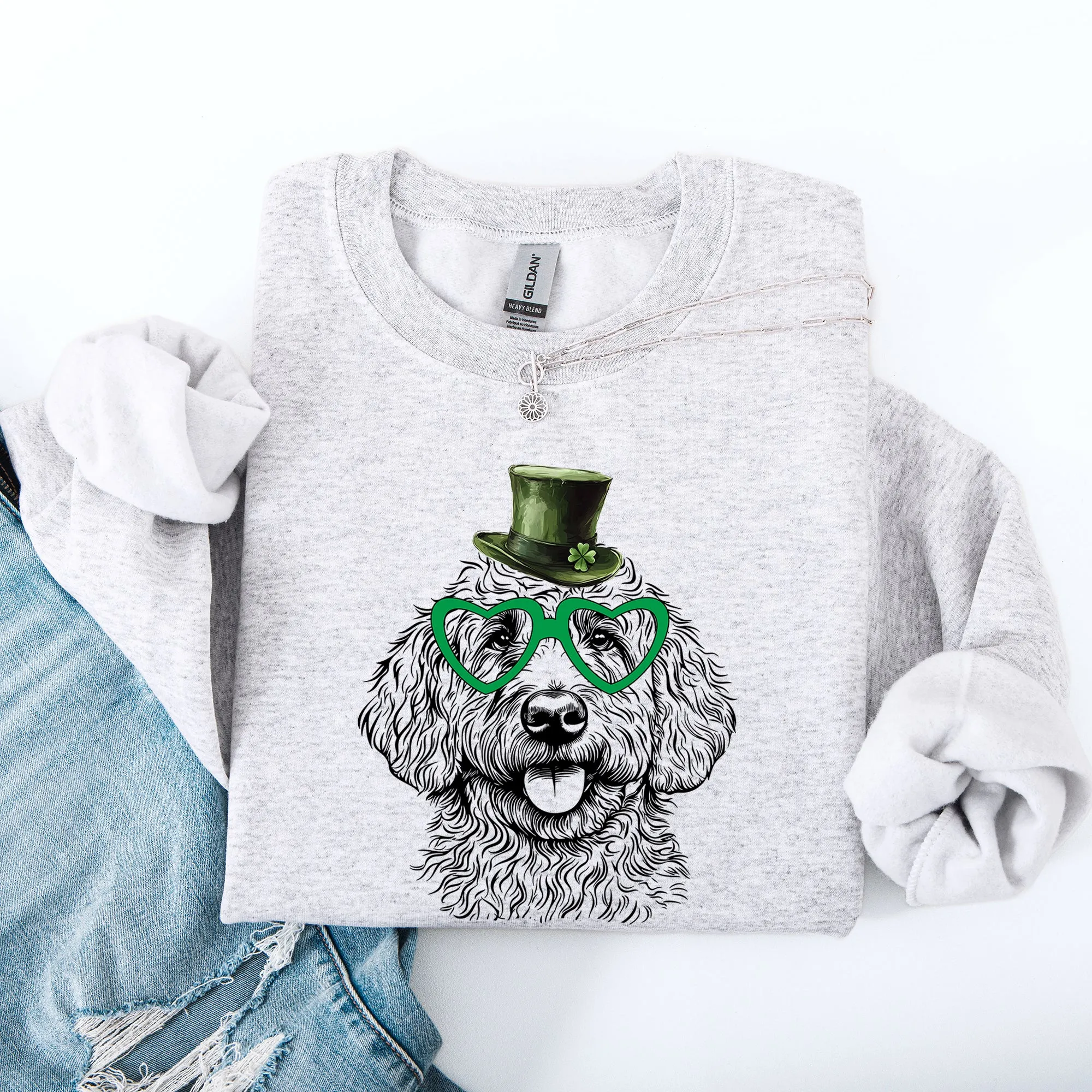 Goldendoodle, Adorable Dog, St Patrick's Day, Lucky, Irish Sweatshirt sold by Refinery Number One product image thumbnail 2