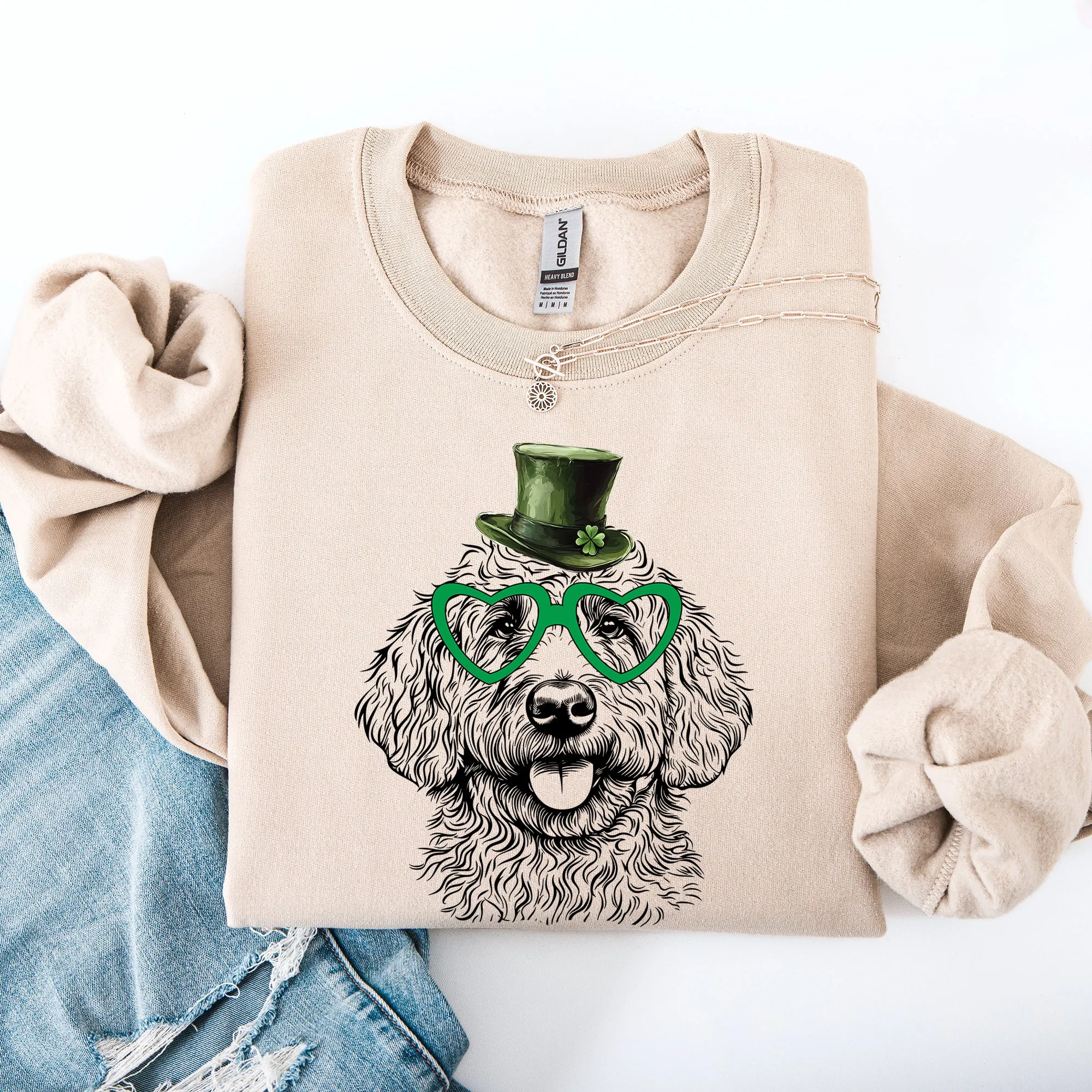 Goldendoodle, Adorable Dog, St Patrick's Day, Lucky, Irish Sweatshirt sold by Refinery Number One product image thumbnail 4