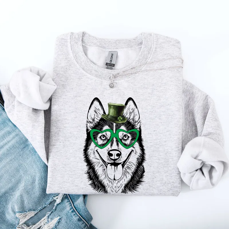 Husky, Adorable Dog, St Patrick's Day, Lucky, Irish Sweatshirt sold by Refinery Number One