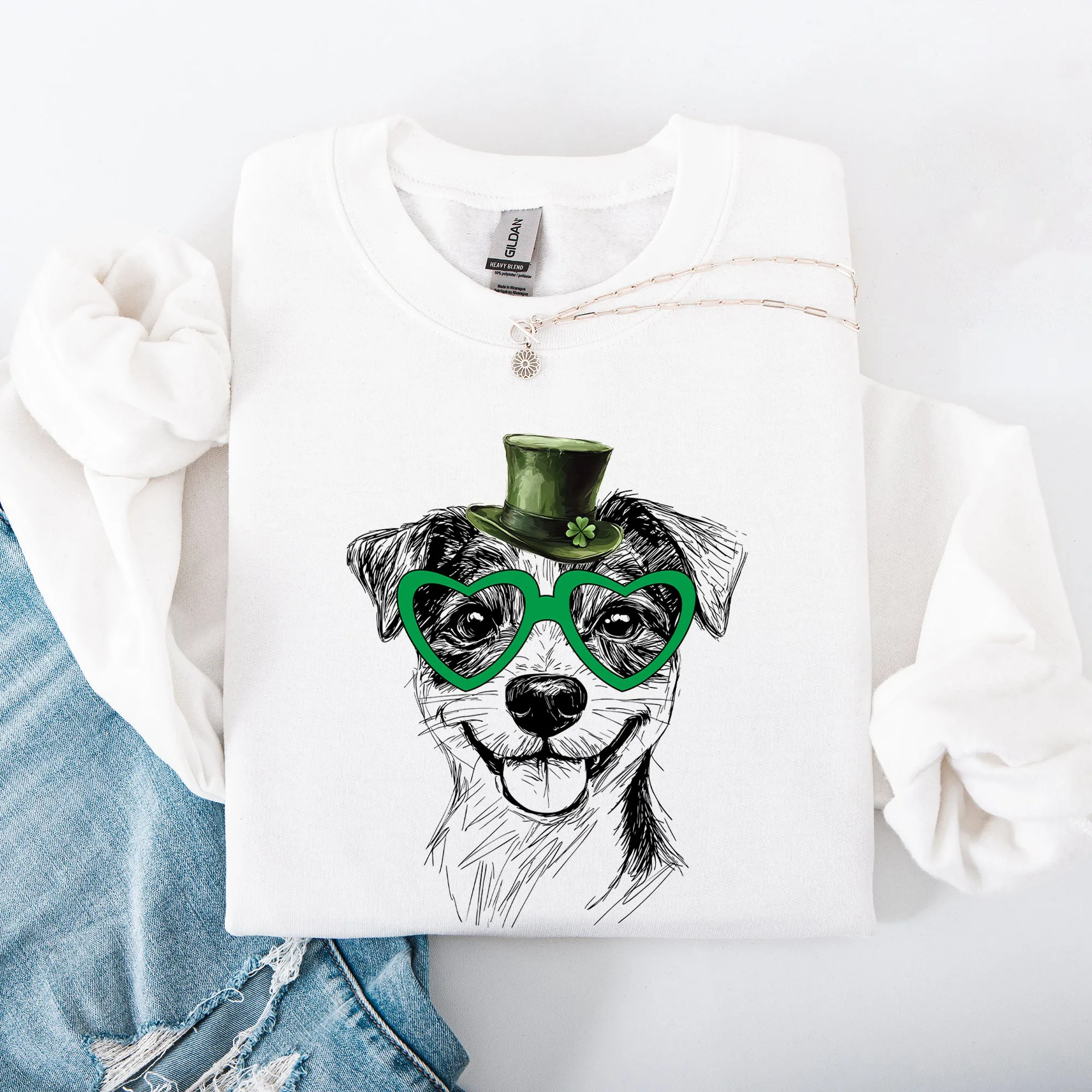 Jack Russell, Adorable Dog, St Patrick's Day, Lucky, Irish Sweatshirt sold by Refinery Number One product image thumbnail 5