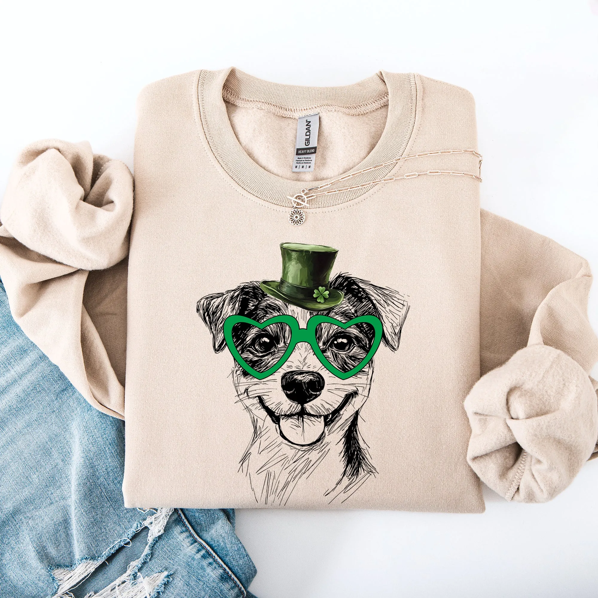 Jack Russell, Adorable Dog, St Patrick's Day, Lucky, Irish Sweatshirt sold by Refinery Number One