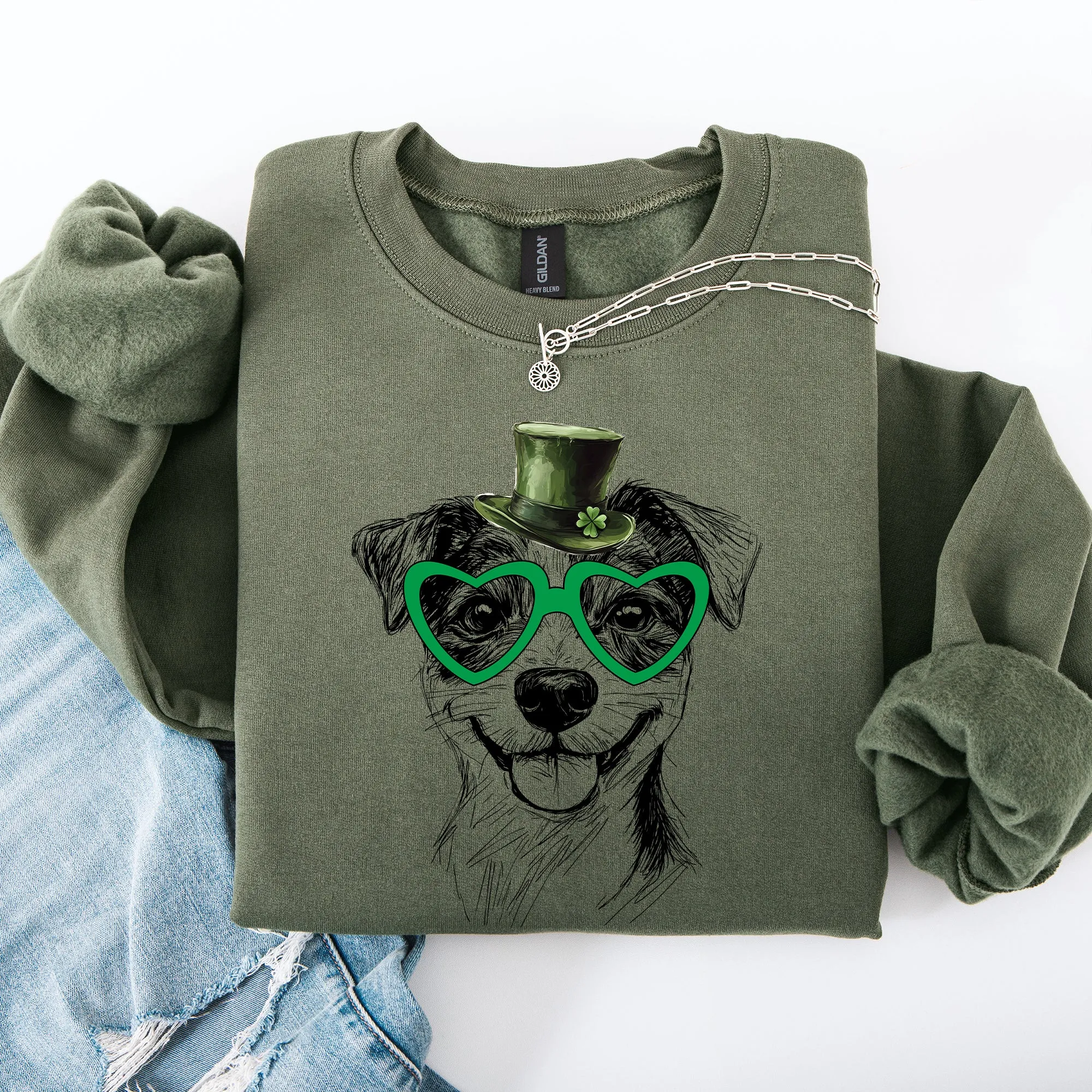 Jack Russell, Adorable Dog, St Patrick's Day, Lucky, Irish Sweatshirt sold by Refinery Number One product image thumbnail 4