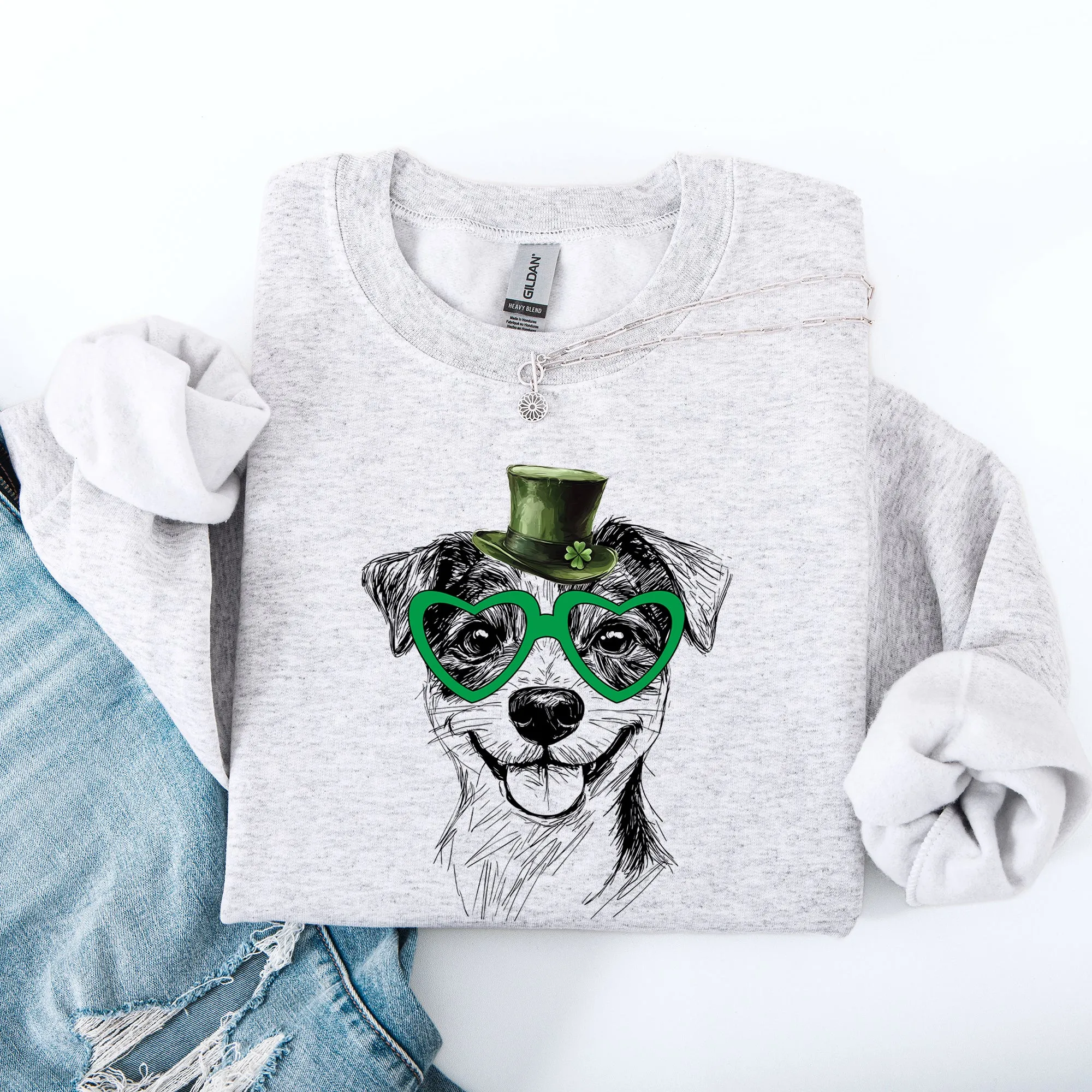 Jack Russell, Adorable Dog, St Patrick's Day, Lucky, Irish Sweatshirt sold by Refinery Number One product image thumbnail 2