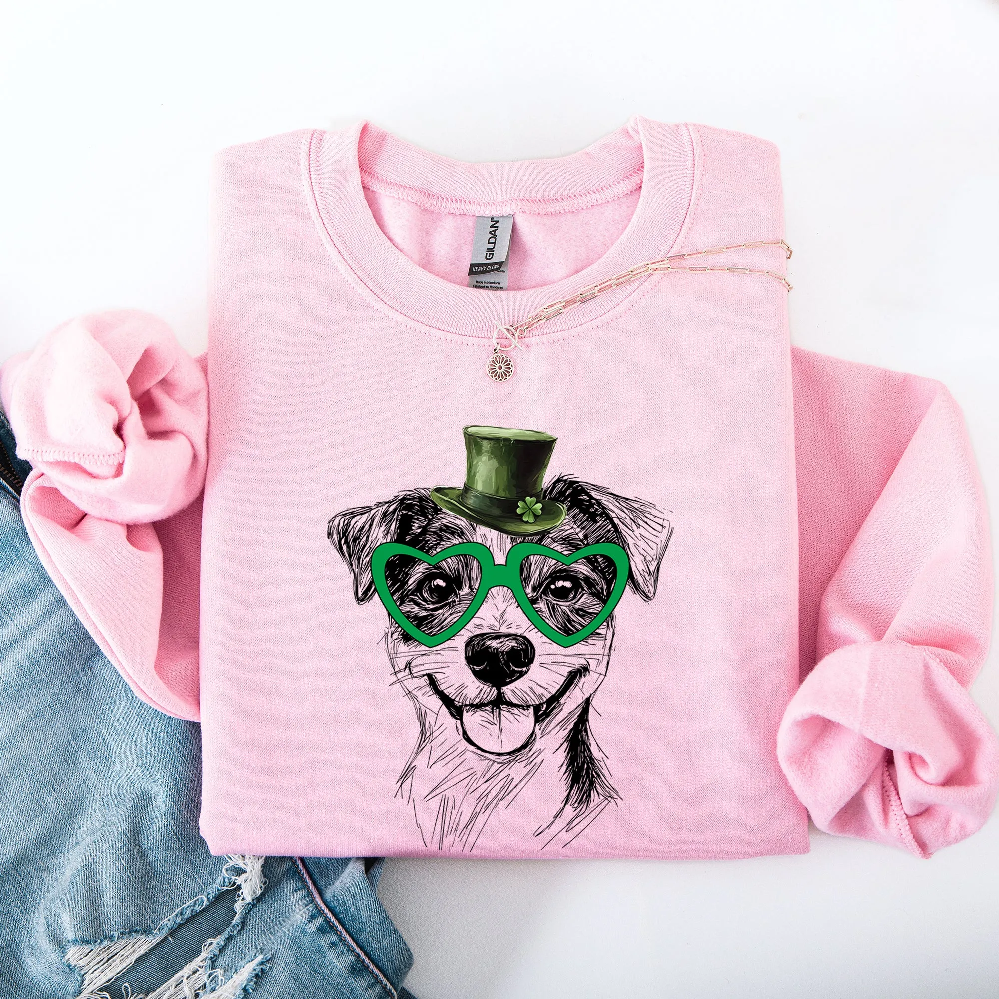 Jack Russell, Adorable Dog, St Patrick's Day, Lucky, Irish Sweatshirt sold by Refinery Number One product image thumbnail 3