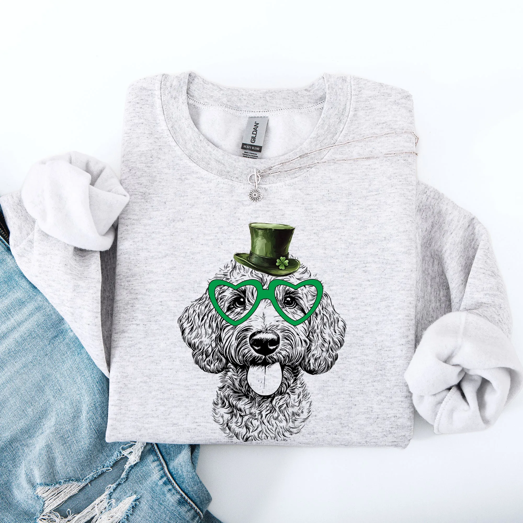 Labradoodle, Adorable Dog, St Patrick's Day, Lucky, Irish Sweatshirt sold by Refinery Number One product image thumbnail 2