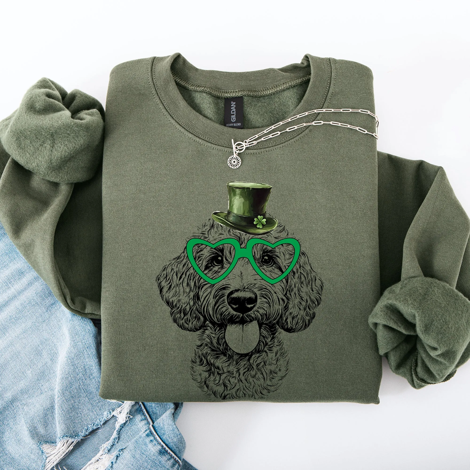 Labradoodle, Adorable Dog, St Patrick's Day, Lucky, Irish Sweatshirt sold by Refinery Number One product image thumbnail 4