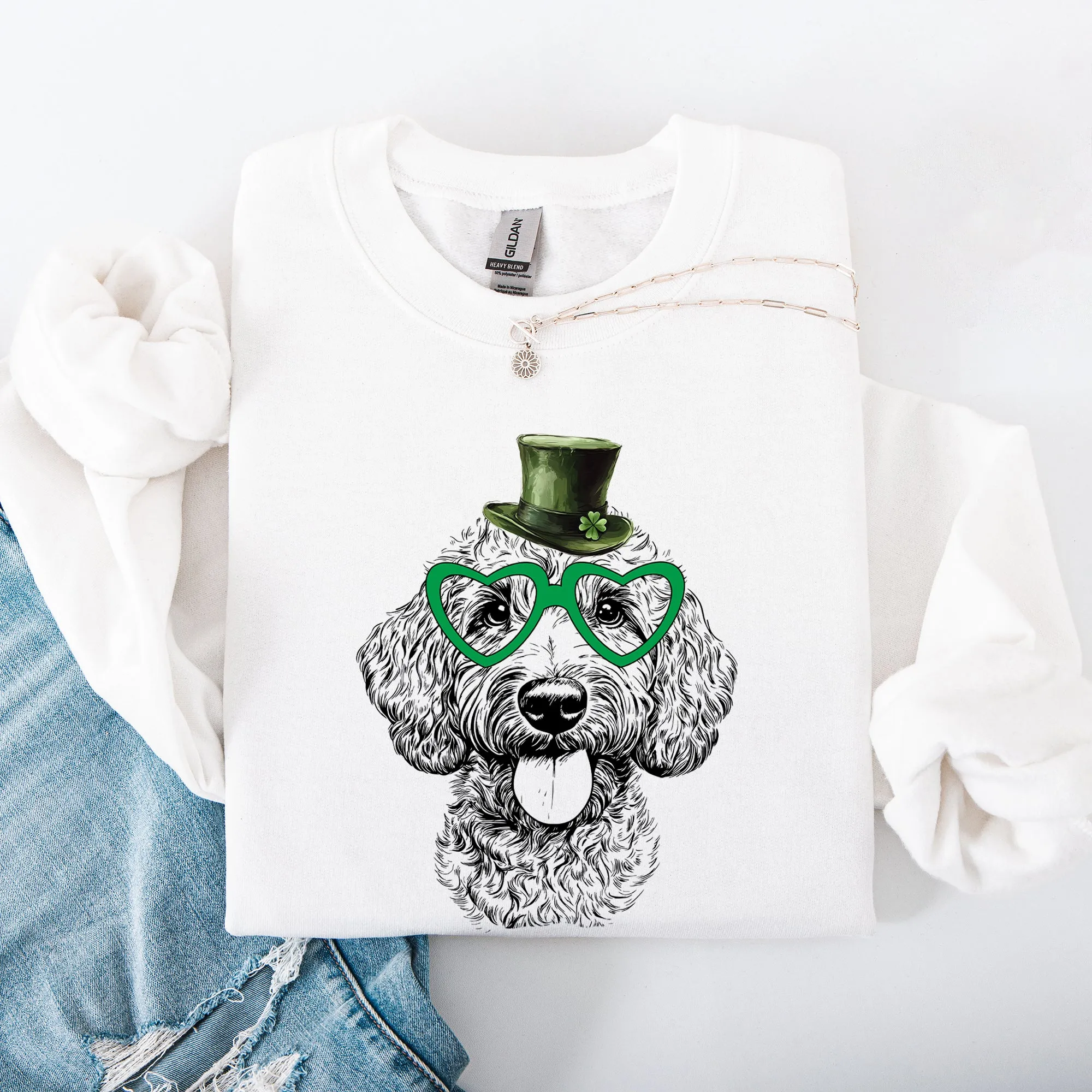 Labradoodle, Adorable Dog, St Patrick's Day, Lucky, Irish Sweatshirt sold by Refinery Number One