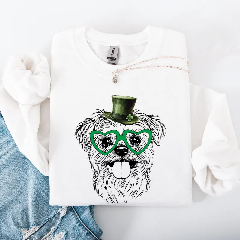 Maltese, Adorable Dog, St Patrick's Day, Lucky, Irish Sweatshirt sold by Refinery Number One