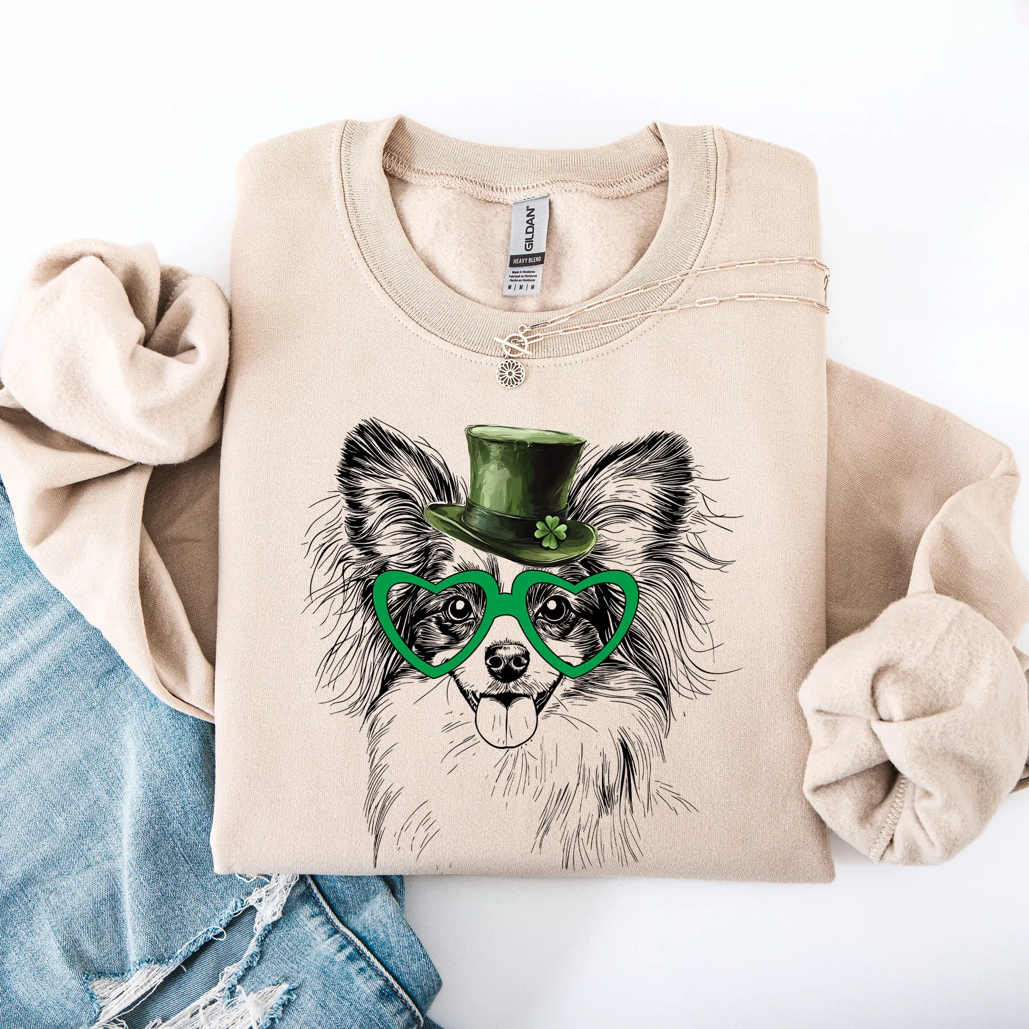 Papillon, Adorable Dog, St Patrick's Day, Lucky, Irish Sweatshirt sold by Refinery Number One product image thumbnail 4