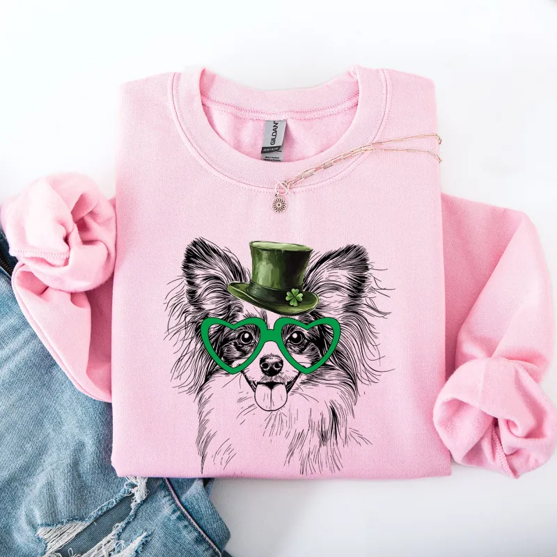 Papillon, Adorable Dog, St Patrick's Day, Lucky, Irish Sweatshirt sold by Refinery Number One