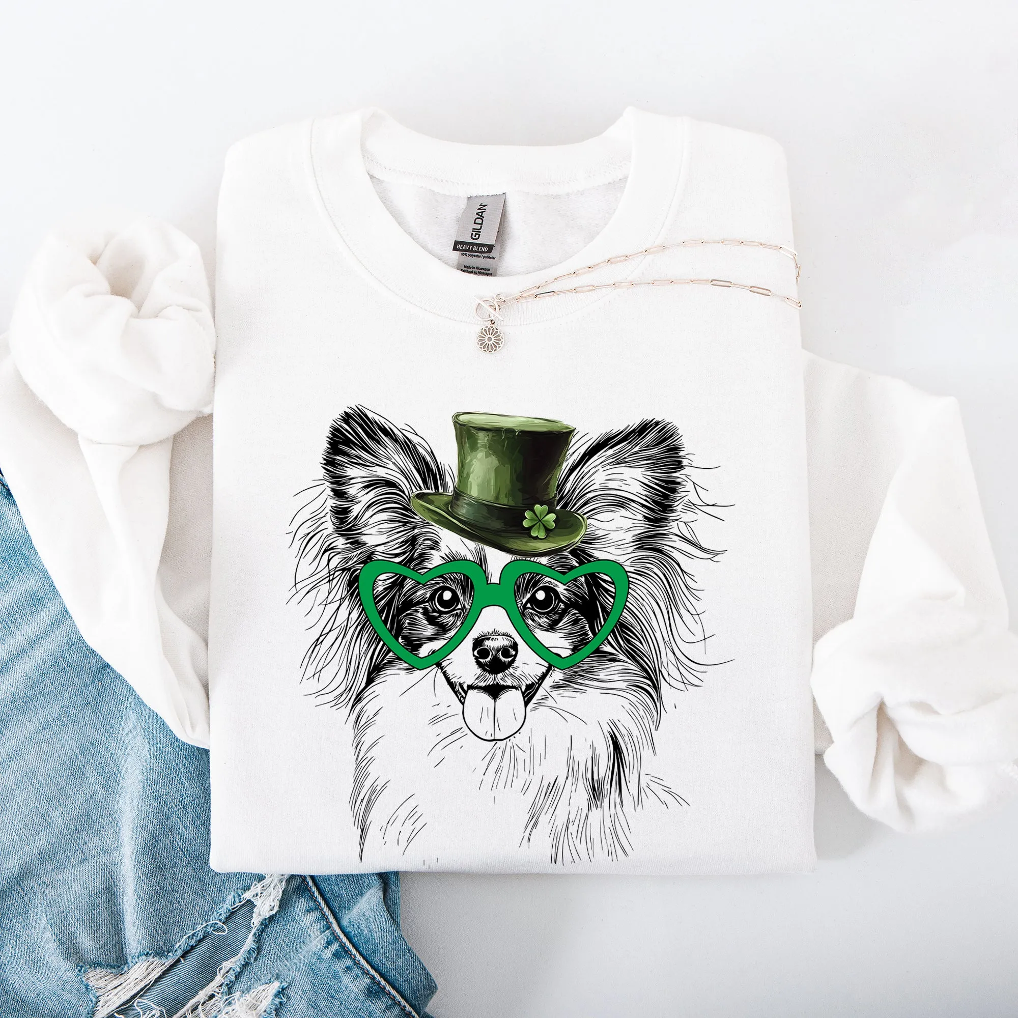 Papillon, Adorable Dog, St Patrick's Day, Lucky, Irish Sweatshirt sold by Refinery Number One product image thumbnail 5