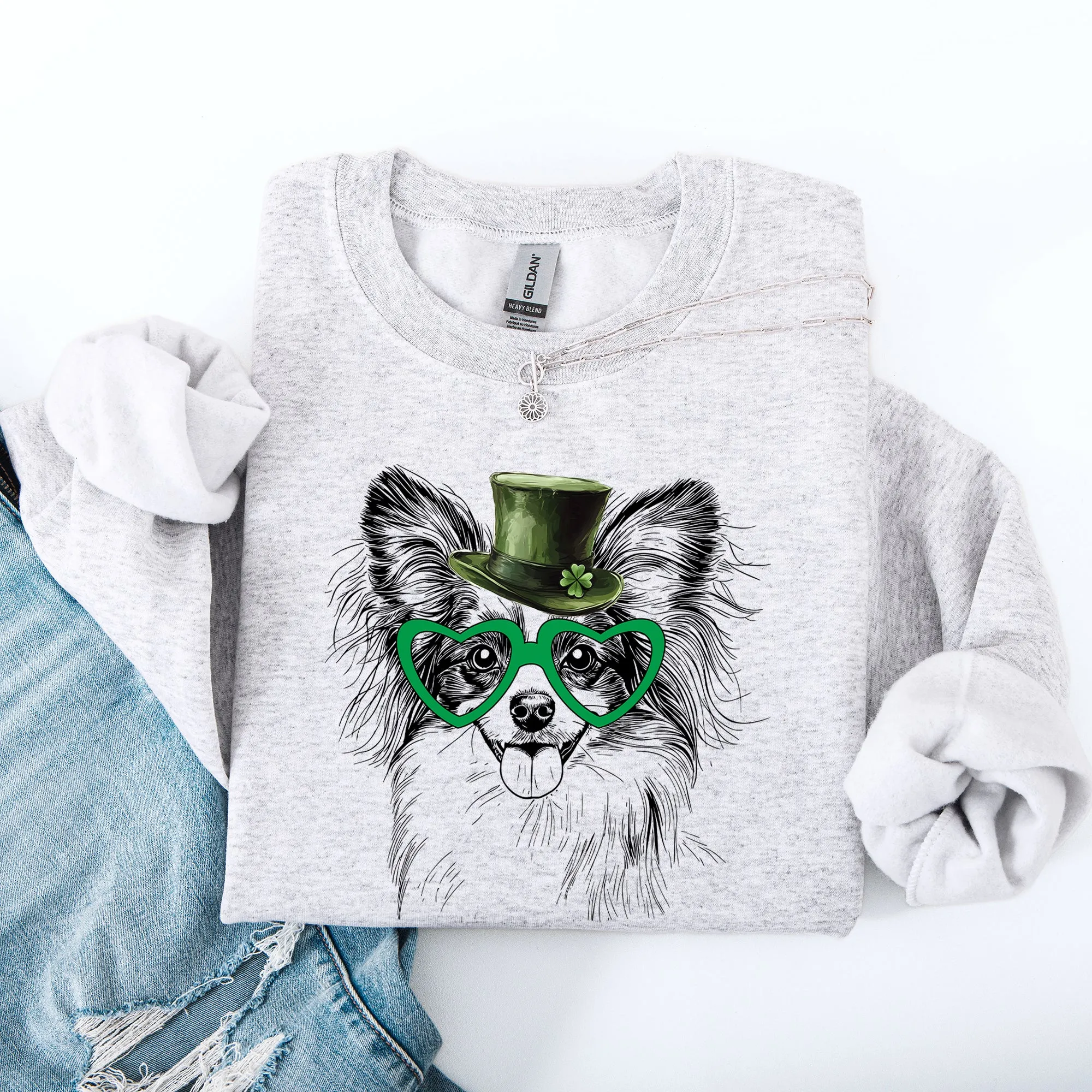 Papillon, Adorable Dog, St Patrick's Day, Lucky, Irish Sweatshirt sold by Refinery Number One product image thumbnail 2