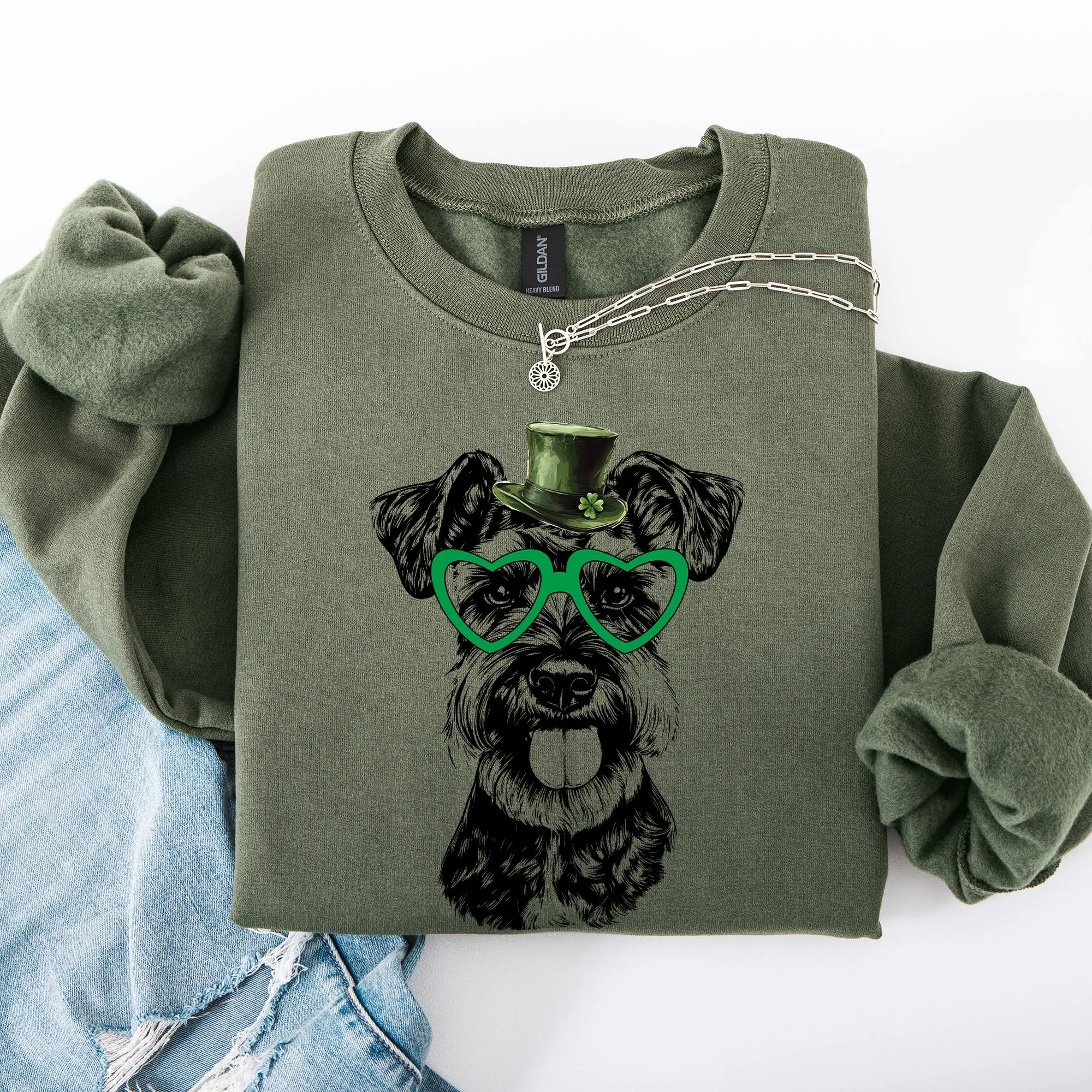 Schnauzer, Adorable Dog, St Patrick's Day, Lucky, Irish Sweatshirt sold by Refinery Number One product image thumbnail 4