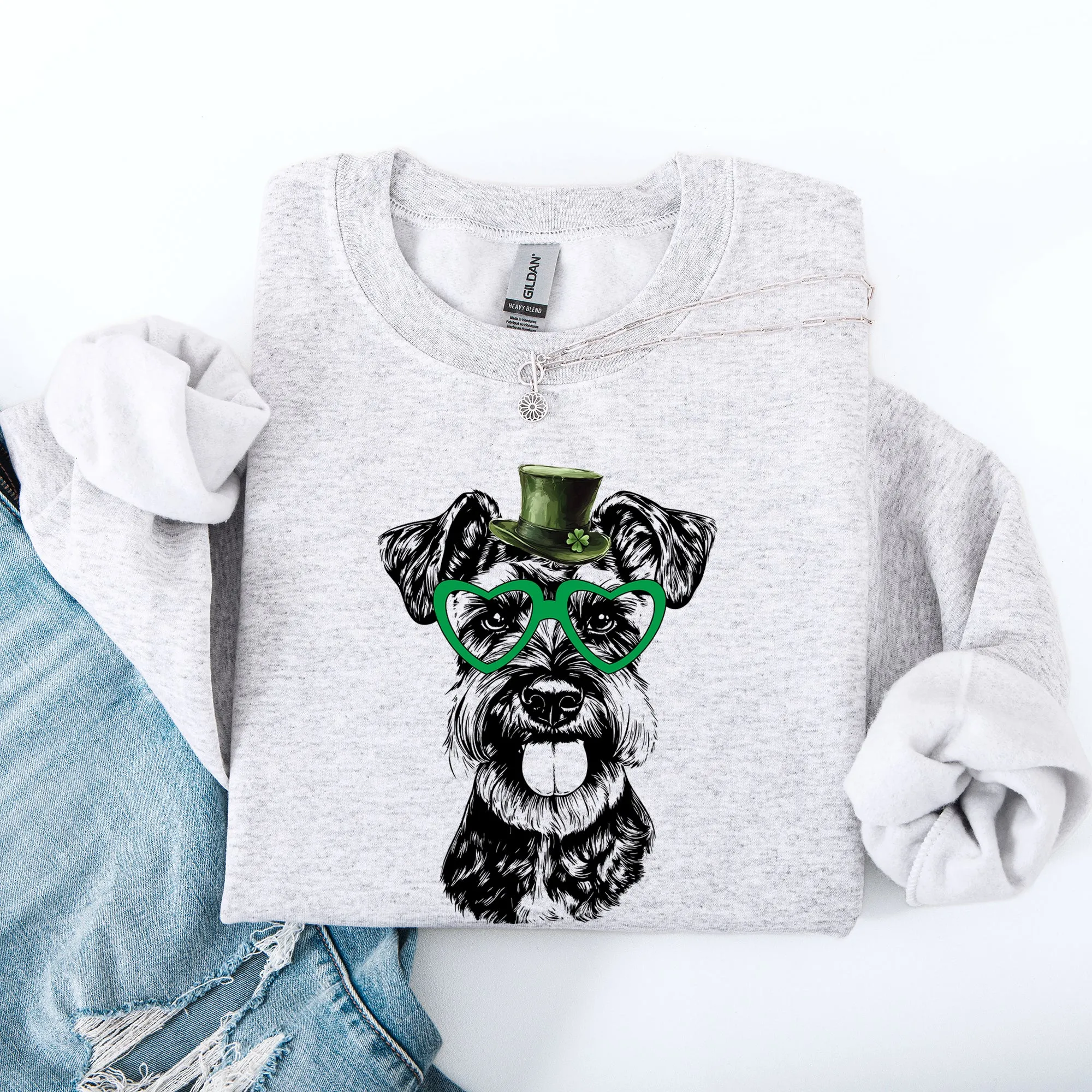 Schnauzer, Adorable Dog, St Patrick's Day, Lucky, Irish Sweatshirt sold by Refinery Number One product image thumbnail 2