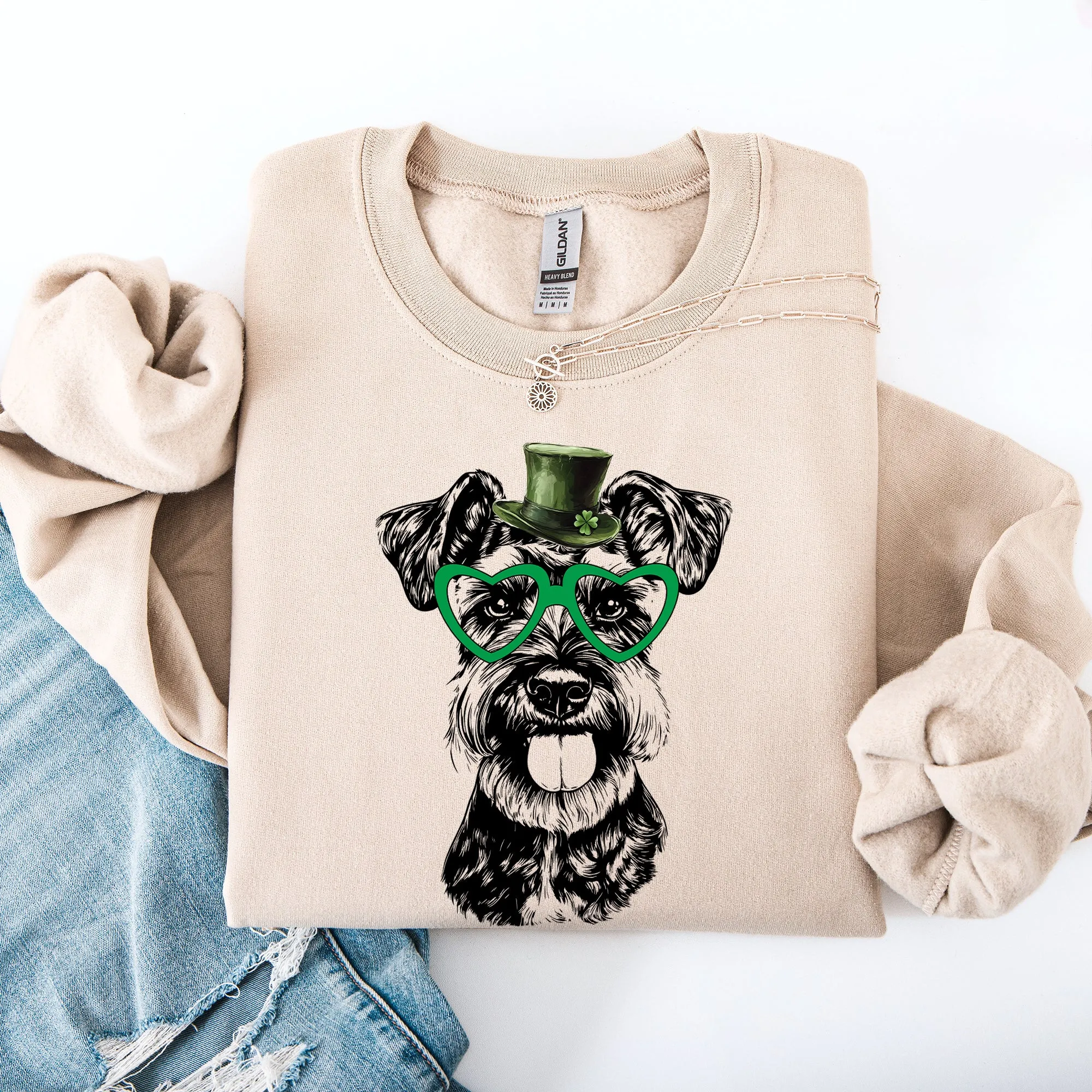 Schnauzer, Adorable Dog, St Patrick's Day, Lucky, Irish Sweatshirt sold by Refinery Number One