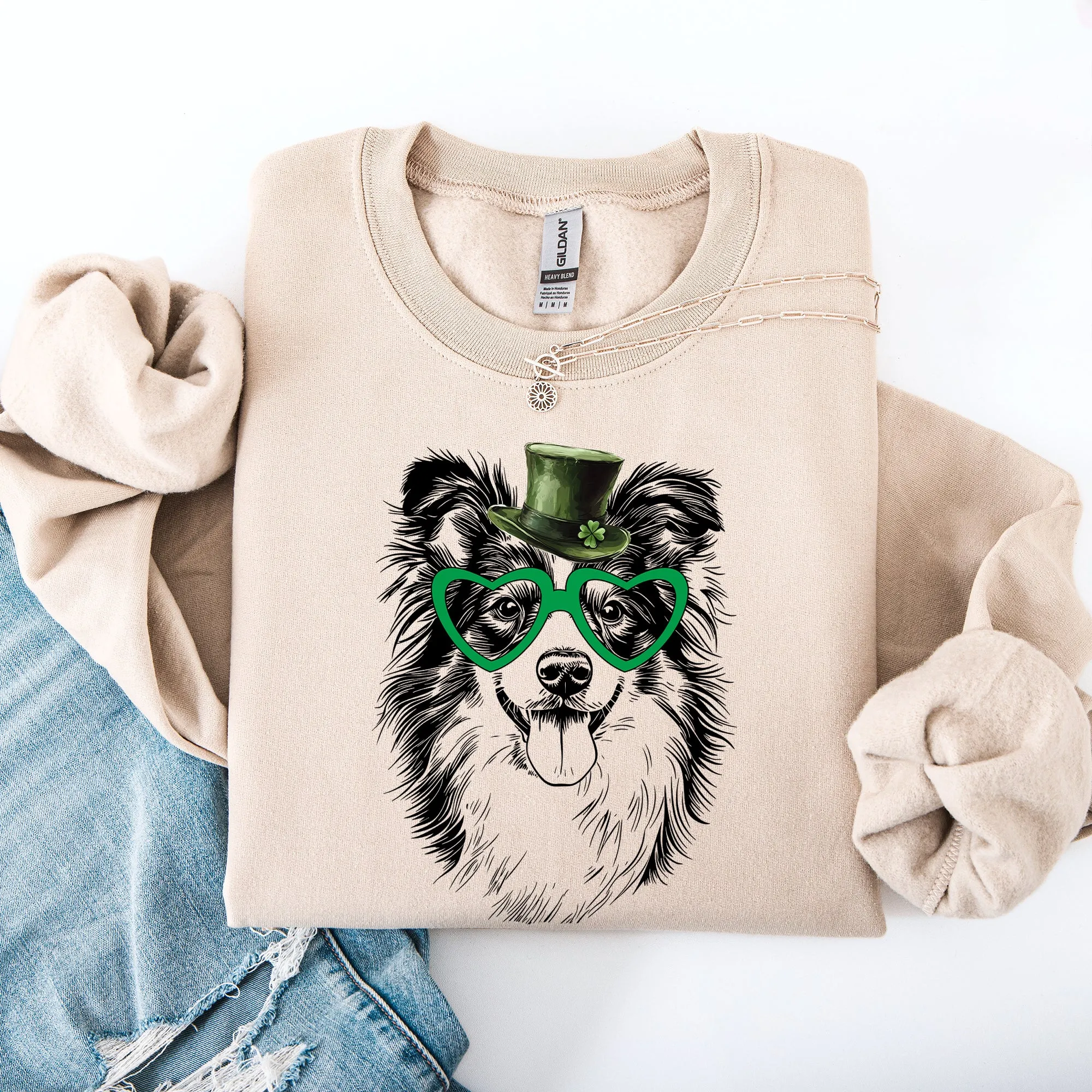 Sheltie, Shetland Sheepdog, Adorable Dog, St Patrick's Day, Lucky, Irish Sweatshirt sold by Refinery Number One product image thumbnail 4