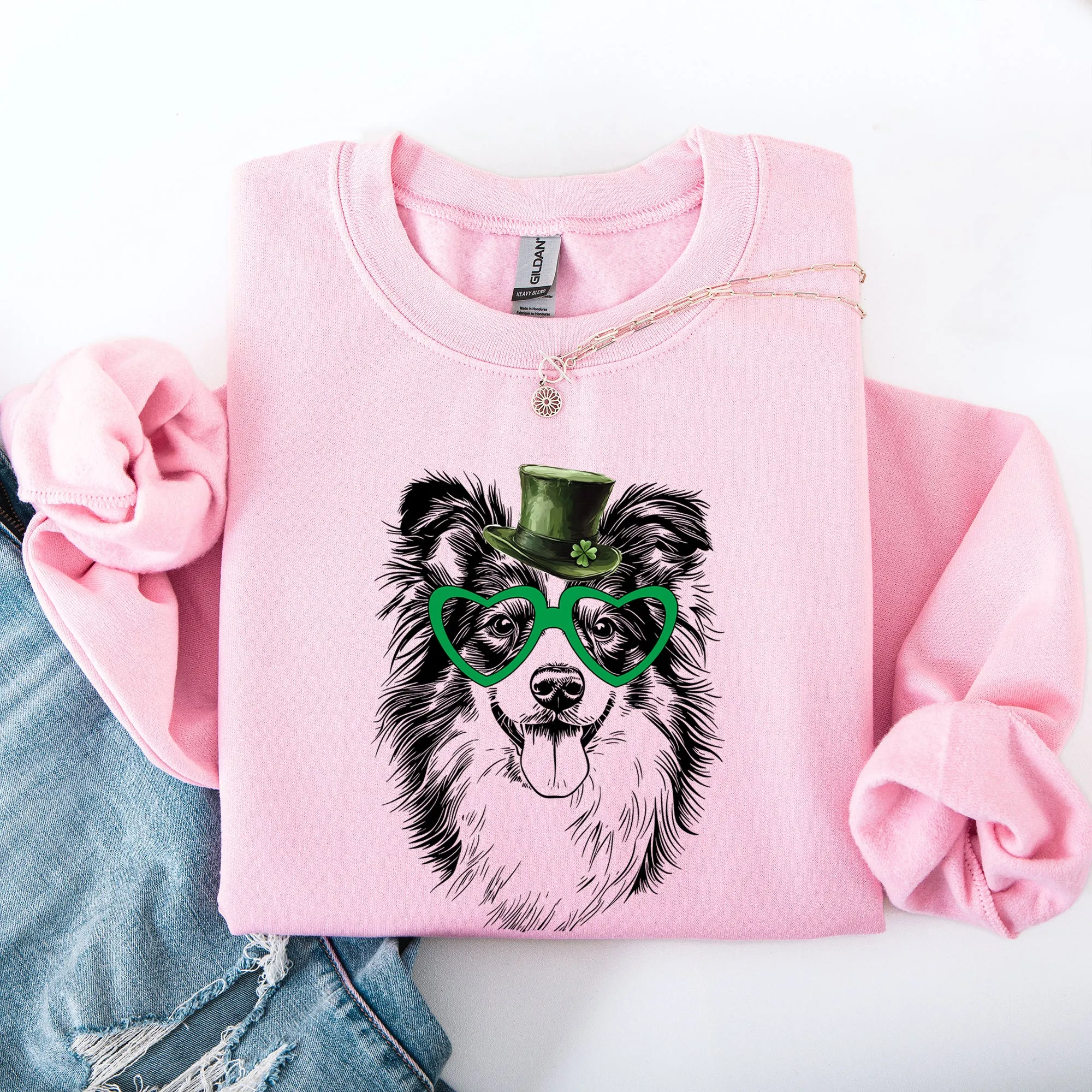 Sheltie, Shetland Sheepdog, Adorable Dog, St Patrick's Day, Lucky, Irish Sweatshirt sold by Refinery Number One product image thumbnail 2