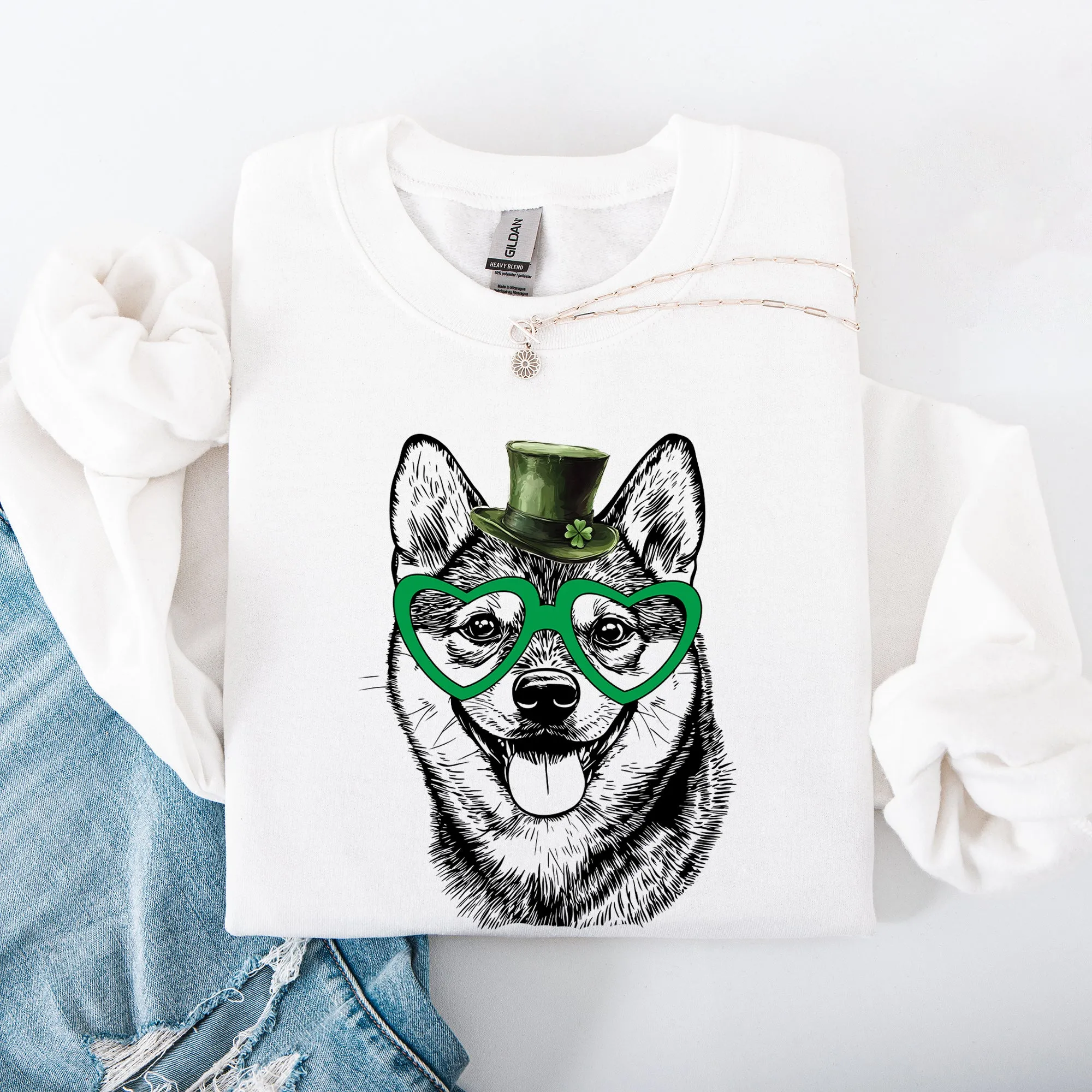 Shiba Inu, Adorable Dog, St Patrick's Day, Lucky, Irish Sweatshirt sold by Refinery Number One