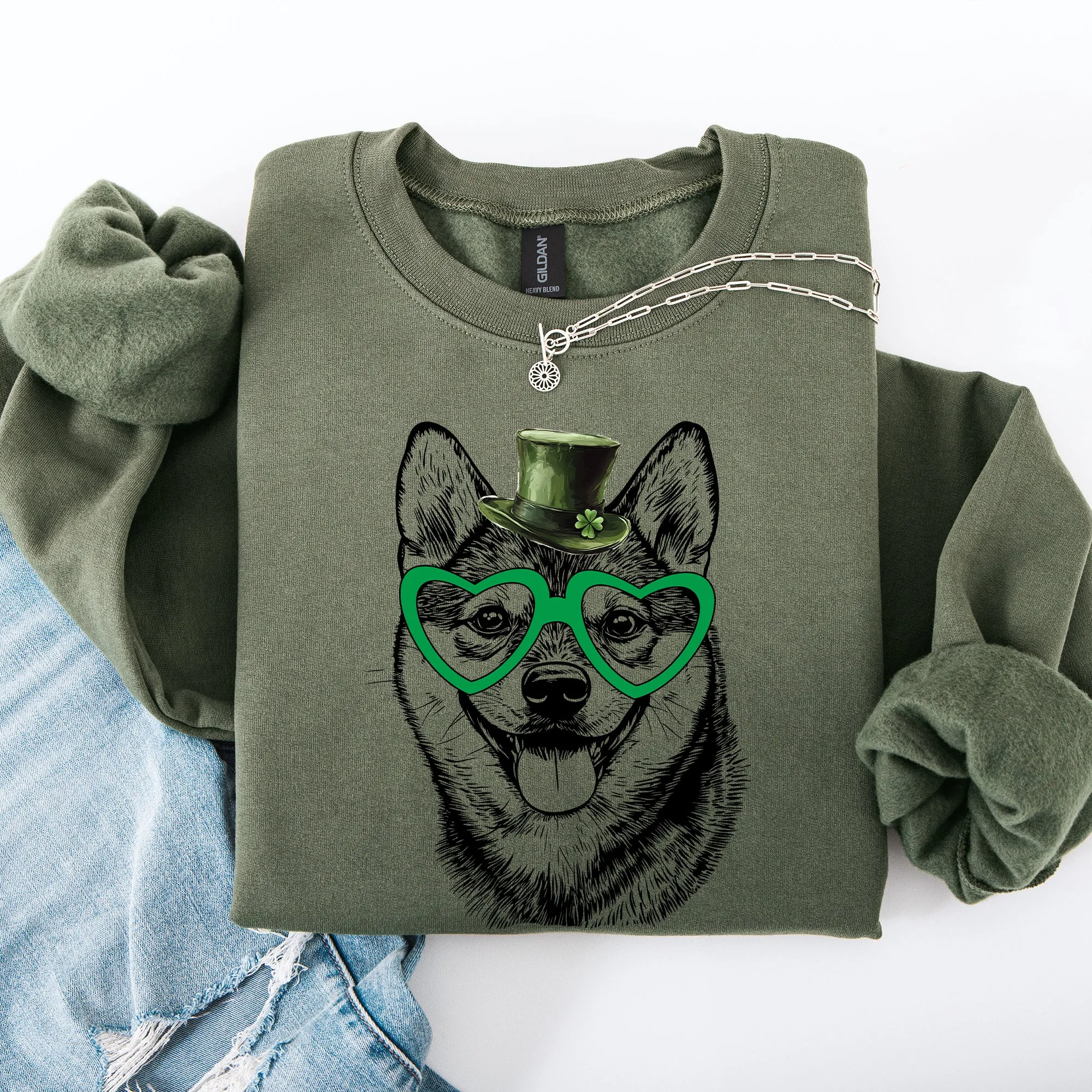 Shiba Inu, Adorable Dog, St Patrick's Day, Lucky, Irish Sweatshirt sold by Refinery Number One product image thumbnail 4