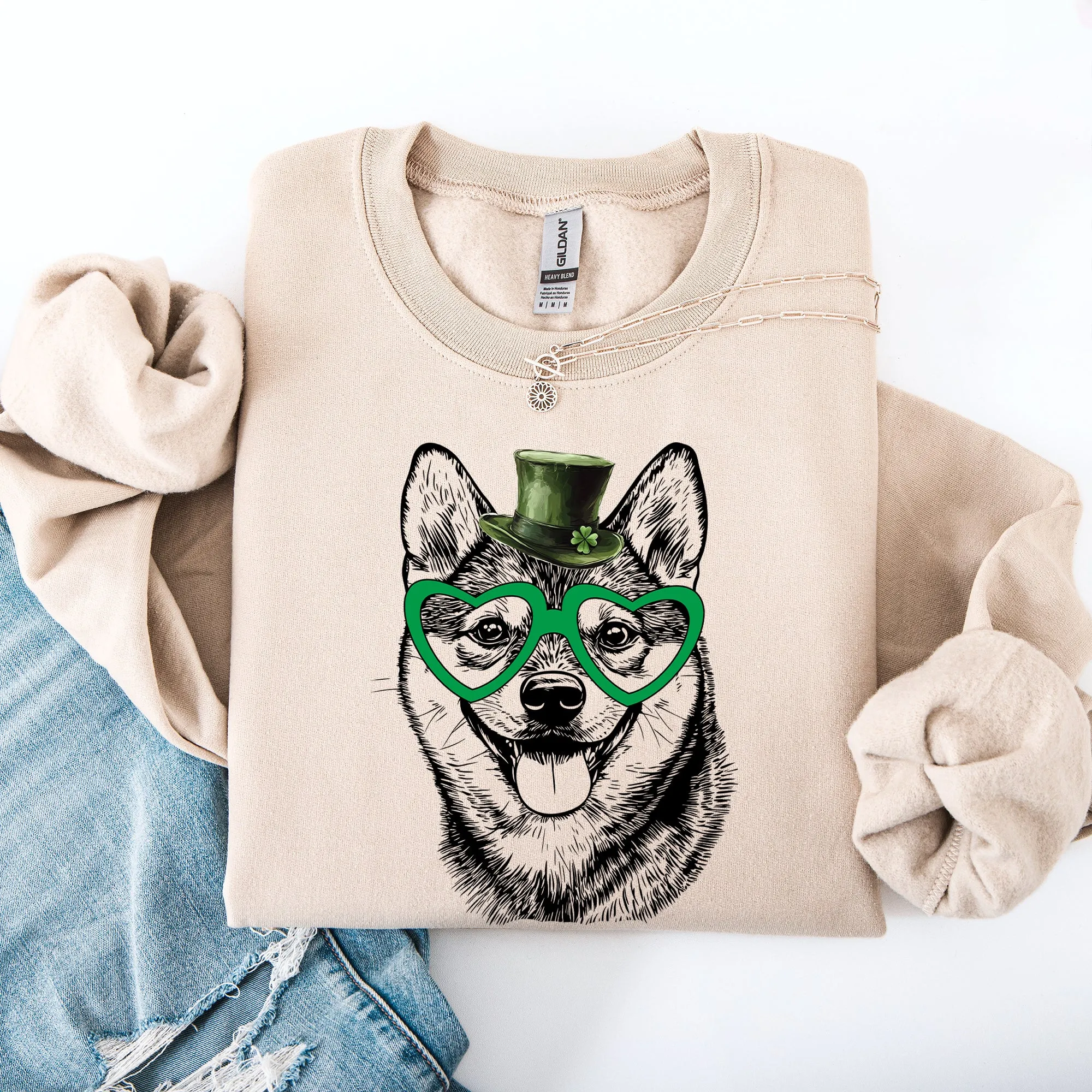 Shiba Inu, Adorable Dog, St Patrick's Day, Lucky, Irish Sweatshirt sold by Refinery Number One product image thumbnail 5