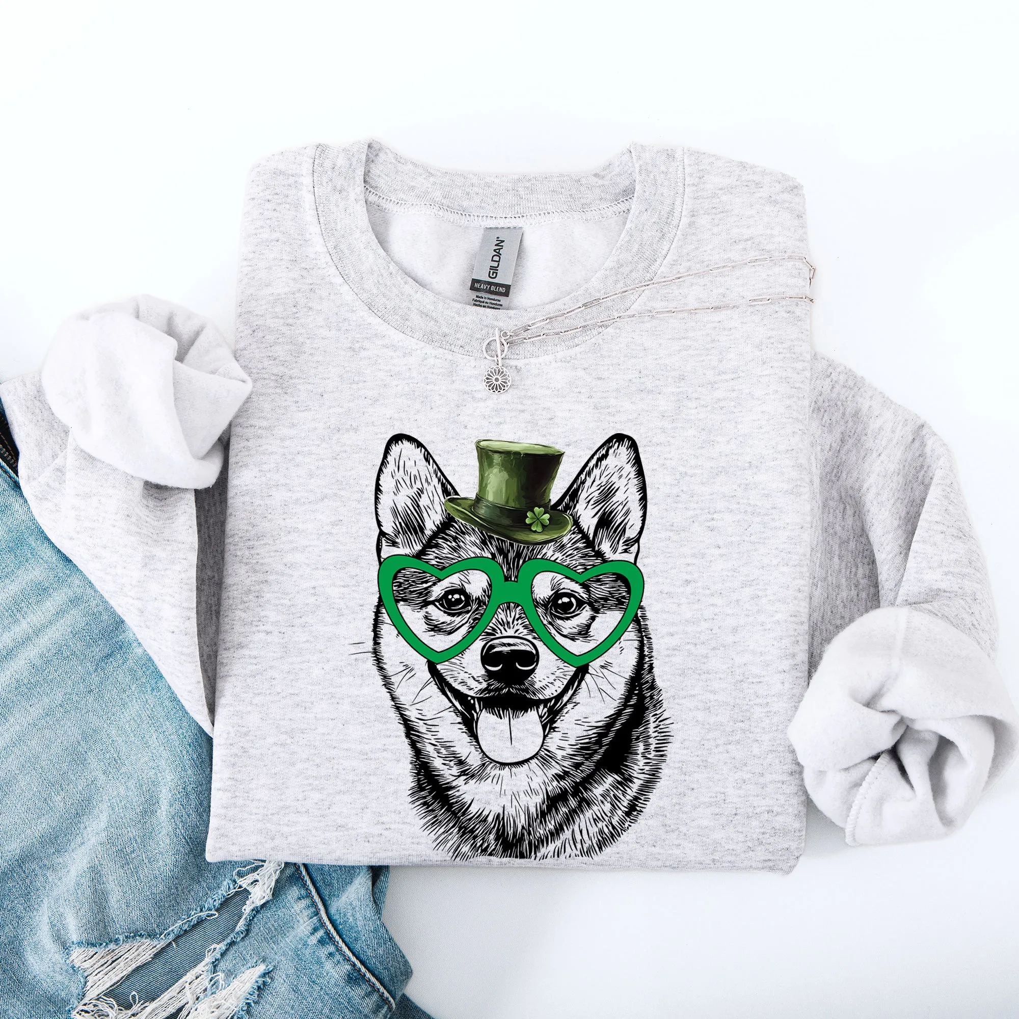 Shiba Inu, Adorable Dog, St Patrick's Day, Lucky, Irish Sweatshirt sold by Refinery Number One product image thumbnail 2