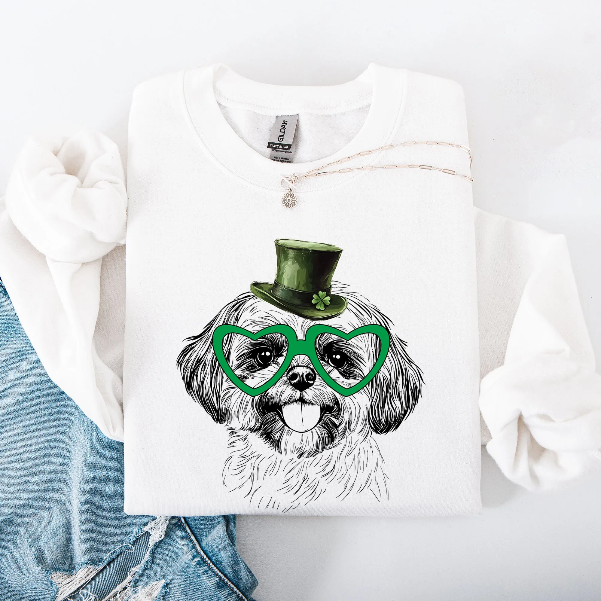 Shih Tzu, Adorable Dog, St Patrick's Day, Lucky, Irish Sweatshirt sold by Refinery Number One product image thumbnail 5