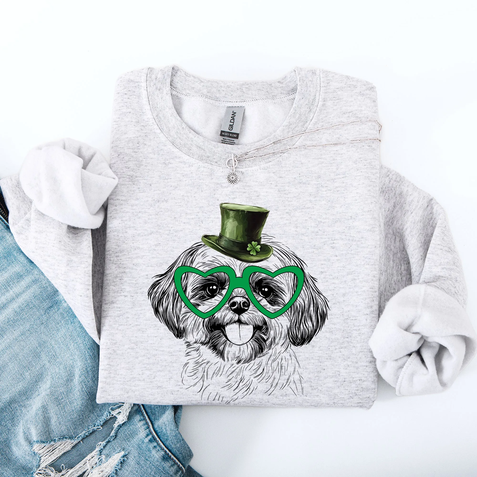 Shih Tzu, Adorable Dog, St Patrick's Day, Lucky, Irish Sweatshirt sold by Refinery Number One product image thumbnail 2
