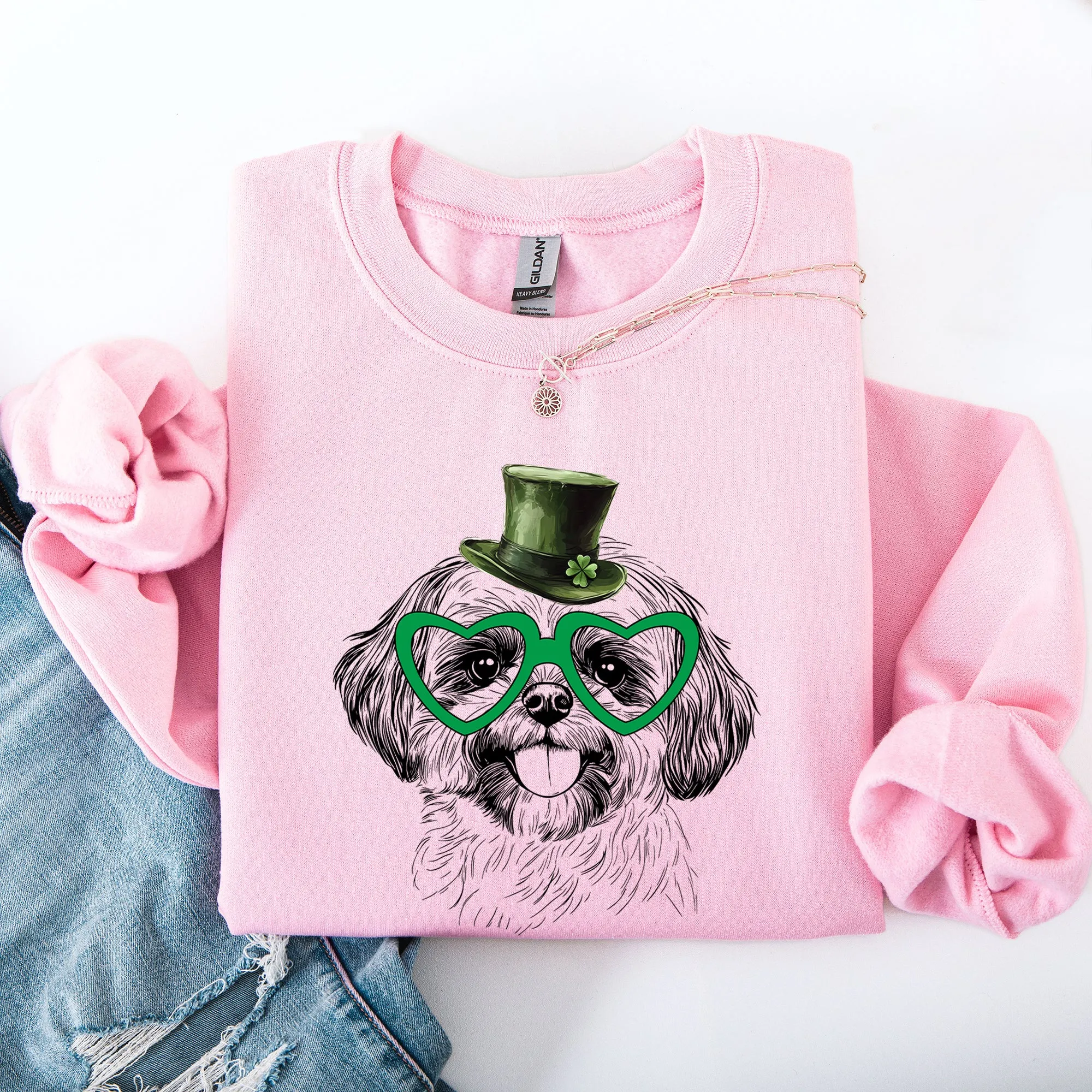 Shih Tzu, Adorable Dog, St Patrick's Day, Lucky, Irish Sweatshirt sold by Refinery Number One product image thumbnail 3