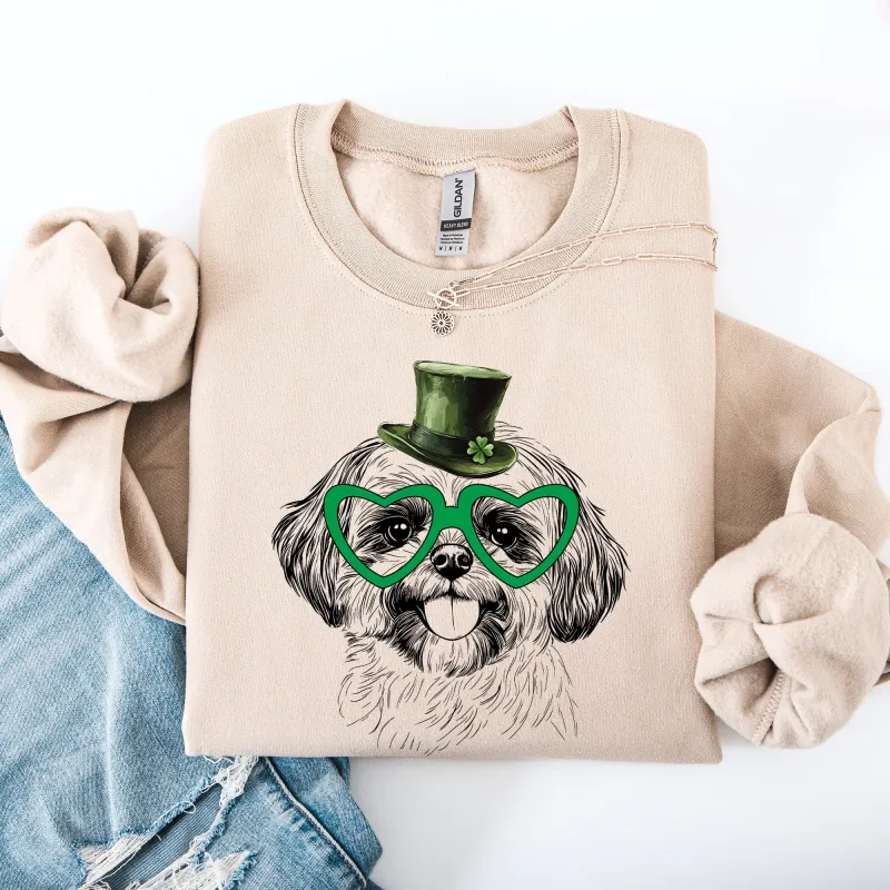 Shih Tzu, Adorable Dog, St Patrick's Day, Lucky, Irish Sweatshirt sold by Refinery Number One