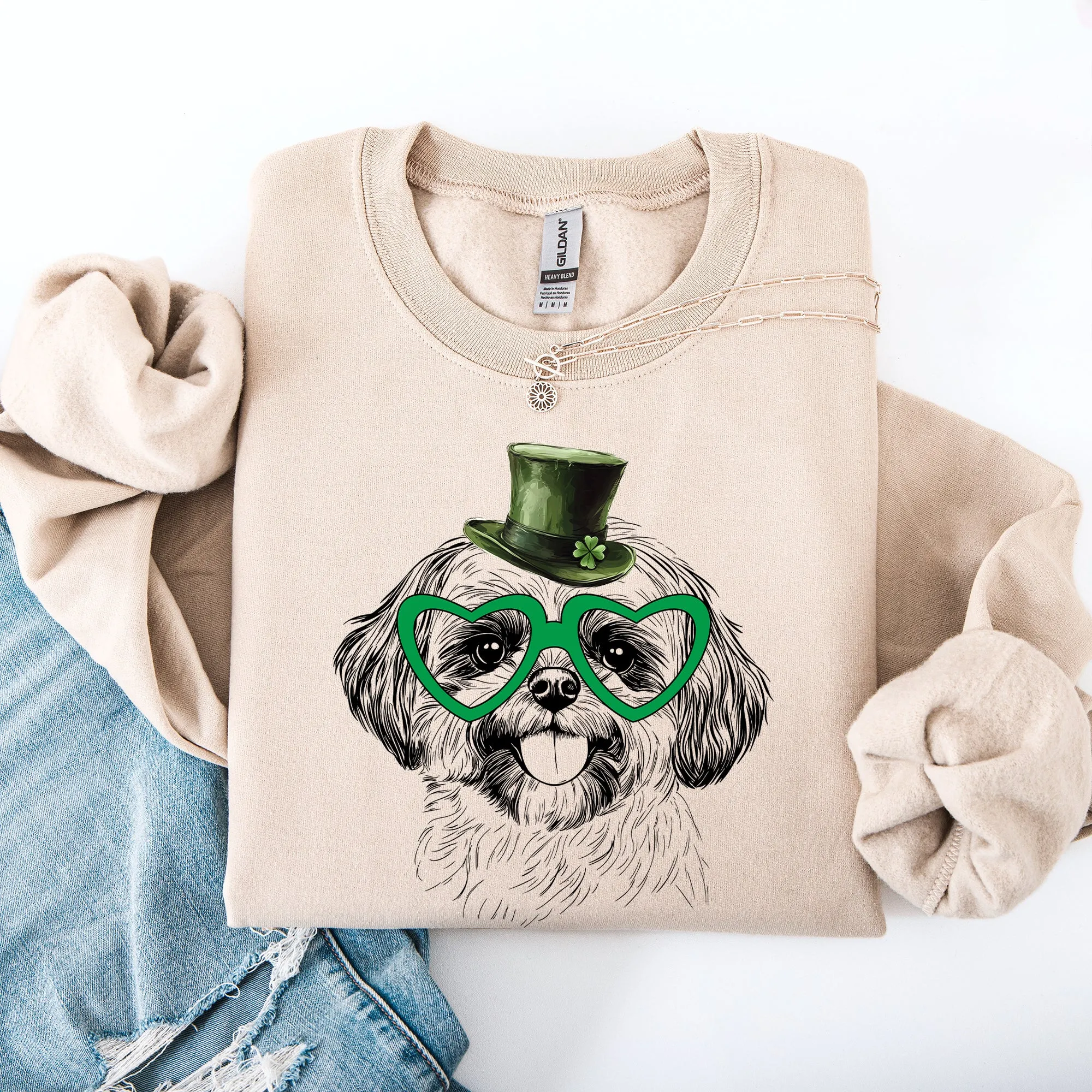 Shih Tzu, Adorable Dog, St Patrick's Day, Lucky, Irish Sweatshirt sold by Refinery Number One